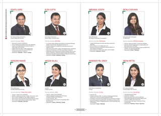 MEGHA BAJAJ
Summer internship: Airtel
B.E (ECE)
Chitkara university
22
years
MIRANDA JOSEPH
Summer internship: A2B Sweets
B.Tech (Mechanical)
MA College of Engineering, Kothamangalam
24
years
 Finalist of Praudhyogiki case study competition conducted by
IIM Rohtak
 Sports champion in intra college sports meet
 Received Central Sector Scholarship instituted by Ministry of
Human Resource Development
 Silver medal winner in IIM Lucknow sports meet (Throwball)
 Specialisation: Operations - Finance
MITALI CHOUHAN
Summer internship: EXPLICO Consulting
B.Tech (Information Technology))
IET DAVV Indore
22
years
 Secretary, Infrastructure(girls), IT Committee, IIM Rohtak
 Received certificate of appreciation for organizing Microsoft
Dream Sparks Yatra in IET-DAVV
 Received certificate of appreciation for organizing UDAAN 2K12
and 2K13, the cultural fest of IET-DAVV
 Specialisation: Finance - Marketing
NARINDER PAL SINGH
Summer internship: RJ Corp
B.Tech (Electrical Engineering)
IIT Ropar
23
years
 Cleared IIT JEE
 Awarded Certificate of Merit for reasons of outstanding performance
(among top 0.1 percent successful candidates) by CBSE
 Coordinator of Titan Event during Zeitgeist event (Annaual fest of IIT Ropar)
 Succesfully organised and participated in intra college event Open Air Day
 Rep[resented IIT Ropar in Weifghtlifting Event in inter IIT sports Meet held
at IIT Kharagpur
 Specialisation: Finance - Marketing
KSHITIJ GARG
Summer internship: Wipro
B.A. (Hons) Economics (Economics)
Ramjas College, Delhi University
26
years
 Placement Co-ordinator at IIM Rohtak
 Winner of Parliamentary Debate by Voice club, IIM Rohtak
 Finalist in Premchand Memorial International Debate at
Hindu College, Delhi University
 Diploma (distinction) holder in Indian classical vocal
 Finalist in paper presentation round of SAESM 2011
international conference in economics
 Specialisation: Marketing - Finance - Strategy
KUSH GUPTA
Summer internship: ICICI Bank
B.Com. (Hons.) (Commerce)
Ramjas College, University of Delhi
21
years
 Co-ordinator, Industry Relations and Interactions Committee, IIM Rohtak;
Member: Core Committee, Management Conclave '14
 Interned at Jabong.com, for Business Process Improvement across
Logistics Function
 Head, Finance Team and Key member, PR & Marketing Team, The Minstrel
 Organiser and Chairperson, LPS Model United Nations Conferences
 Awarded Best Actor & Best Director at National Collegiate Theatre events;
Acted in a feature film, International Theatre Festivals and Professional
Performances; Completed several workshops by National School of Drama
 Specialisation: Finance - Marketing - Strategy
MANZARI ANAND
Summer internship: Timken India Limited
B.Tech (Mechanical)
Shri Mata Vaishno Devi University
23
years
 Treasurer - Student Council, IIM Rohtak
 Member of organizing committee of college Technical fest in 2012
 Won 1st prize in Samadhan (an inter-college competition)
 Won 2nd prize in Robo Swachalit during Technical festival, Titiksha
 Won 1st prize in Auto Cad during technical festival, Titiksha
 Specialisation: Marketing - Operations
08 09
WITHOUTWORKEXPERIENCE
NISHA MITTAL
Summer internship: Grey Springs
B.A. honours (Economics)
Kirorimal College, Delhi University
21
years
 Sibm Marketing Event Finalist
 Coordinator of Swabhav
 Sponsorship Head of Infusion 2016 at IIM Rohtak
 Awarder BBL Gupta Memorial Award for Highest marks
in Physics in CBSE exams of class 12th
 Winner of Indian Super league conducted by Marque
club IIM Rohtak
 Specialisation: Marketing - Finance - Operations
 Treasurer - Student Council, IIM Rohtak
 Logistics management during infusion 2015 & event
coordinator, Marathon 2014, IIM Rohtak
 Cat 2013 percentile - 99.54
 Receipent of International Award For Young People (IAYP)-
Bronze Standard
 Specialisation: Finance - Marketing - Strategy
 