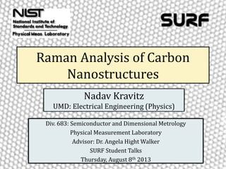 August Raman Raman Analysis of Carbon Nanostructures draft3 | PPTX