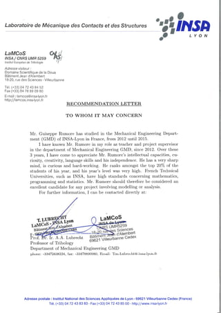 Recommendation Letter from Ton Lubrecht