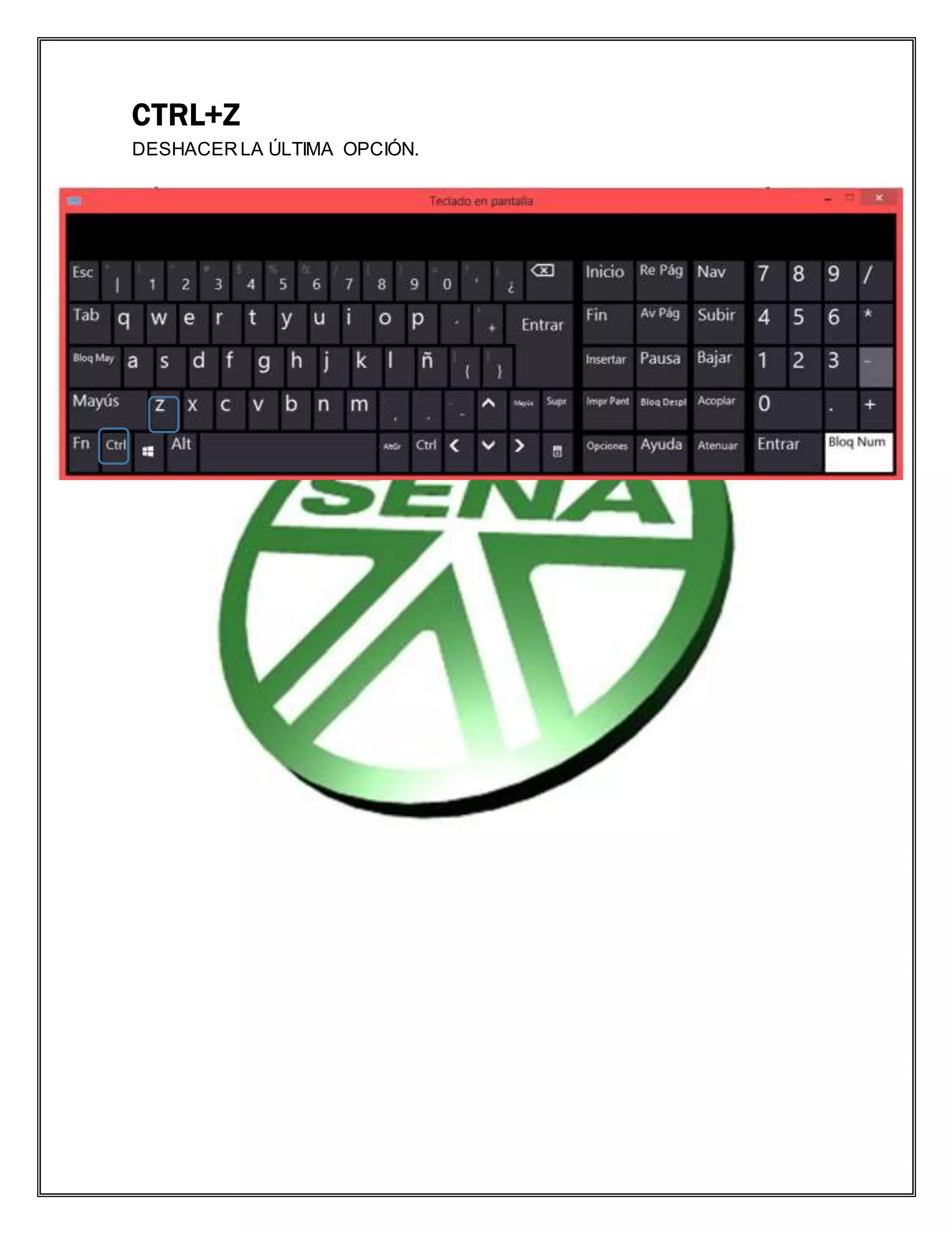 CTRL+Z
DESHACER LA ÚLTIMA OPCIÓN.
 