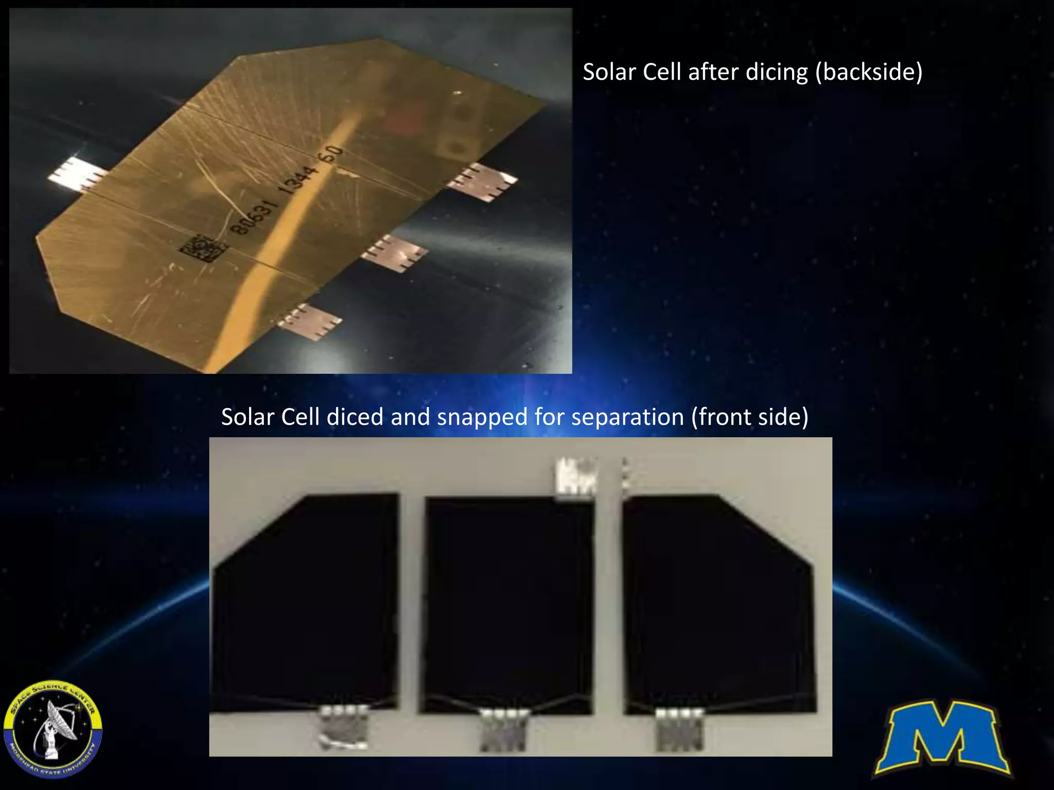 Solar Cell after dicing (backside)
Solar Cell diced and snapped for separation (front side)
 