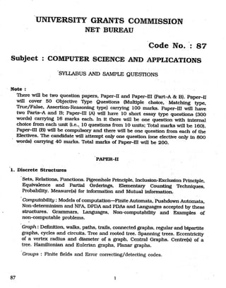 syllabus of net for computer science