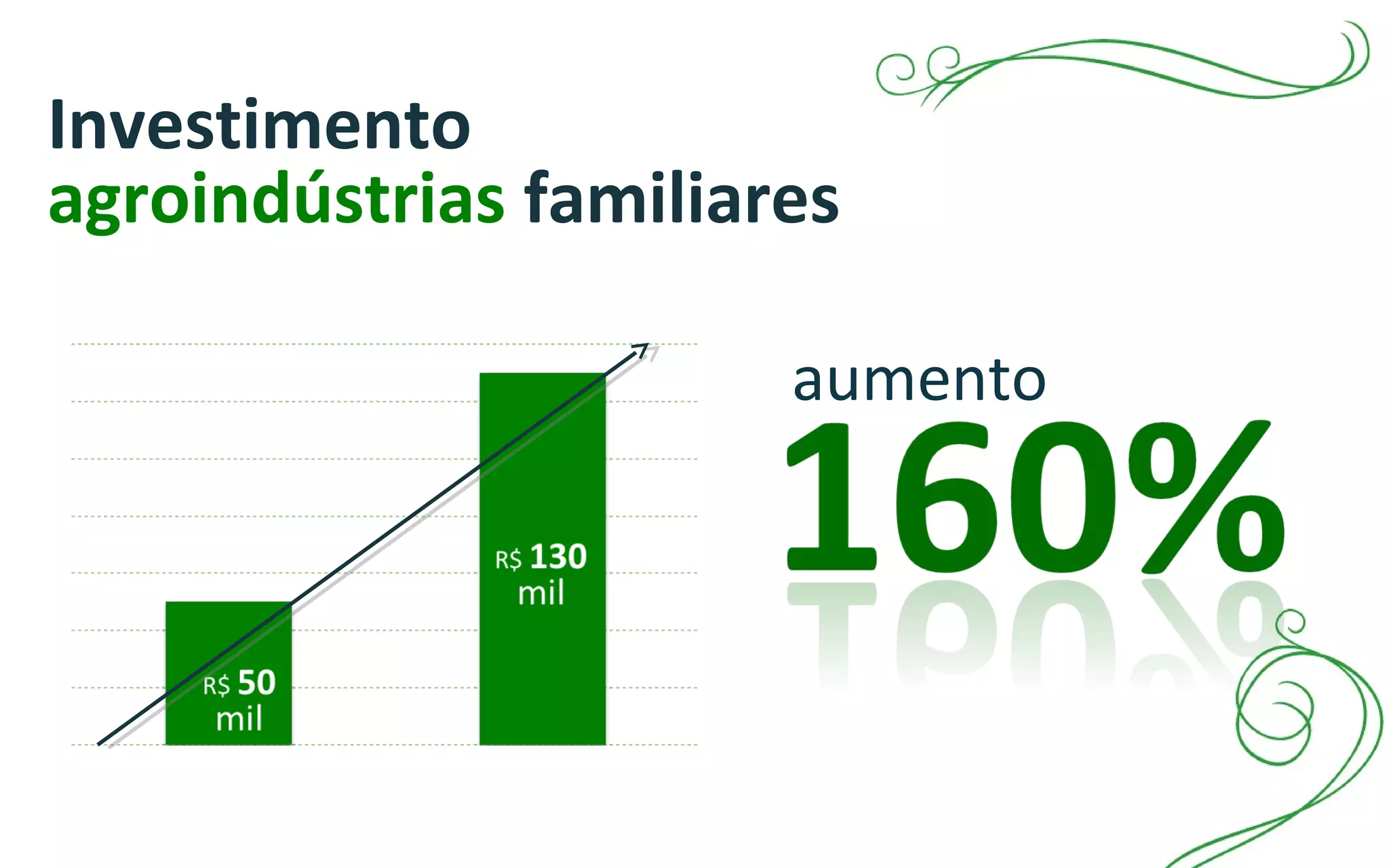 Investimento
agroindústrias familiares
aumento
 