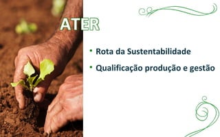 • Rota da Sustentabilidade
• Qualificação produção e gestão
 