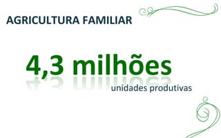 unidades produtivas
AGRICULTURA FAMILIAR
 
