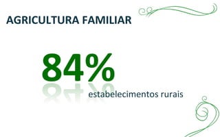 estabelecimentos rurais
AGRICULTURA FAMILIAR
 