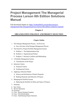 Project Management The Managerial Process Larson 6th Edition Solutions ...