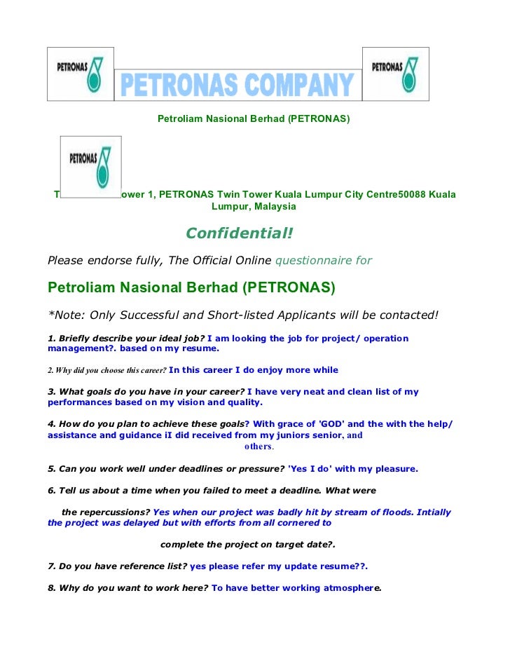 copy of petronas online international interview form describe your ideal career