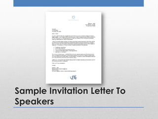 Sample Invitation Letter To
Speakers
 