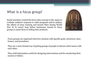 Specific Focus Focus Groups | PPT