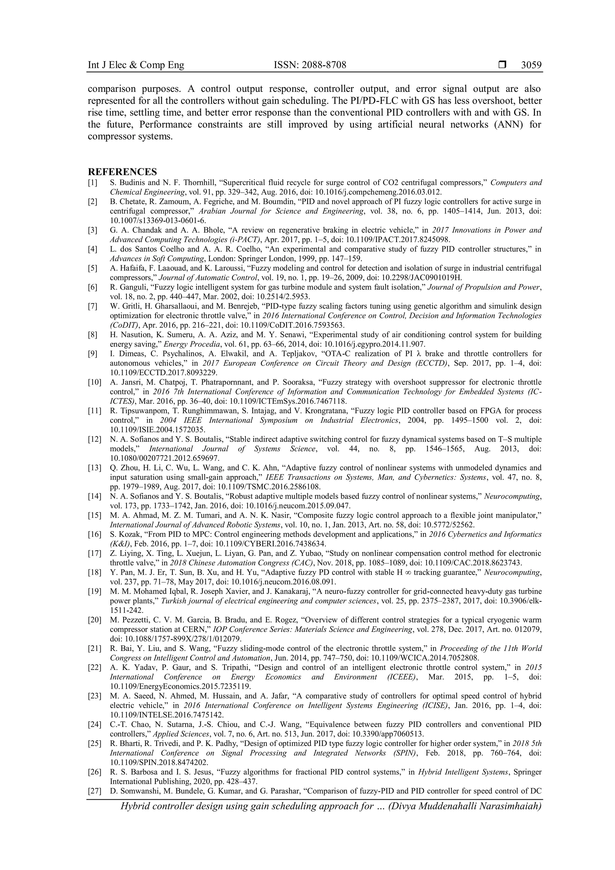 Hybrid controller design using gain scheduling approach for compressor ...