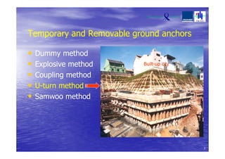 Temporary and Removable ground anchors
• Dummy method
• Explosive method
• Coupling method
• U-turn method
• Samwoo method
Built-up city
3
 