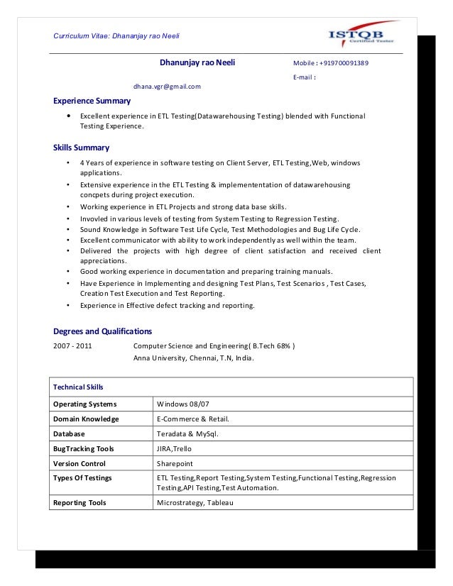 Dhanujai Testing Resume