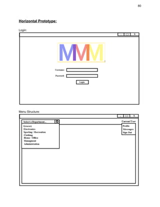 80 
Horizontal Prototype: 
 
Login: 
 
 
Menu Structure: 
 
 