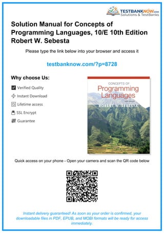 Comprehensive Solution Manual for Concepts of Programming Languages ...