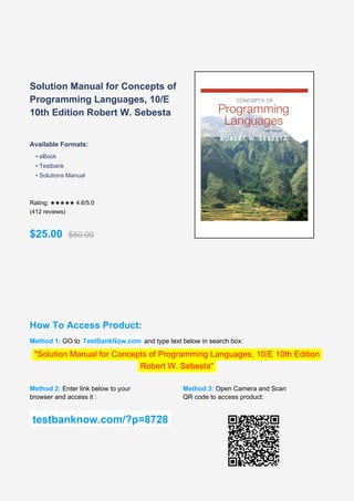 Comprehensive Solution Manual for Concepts of Programming Languages ...