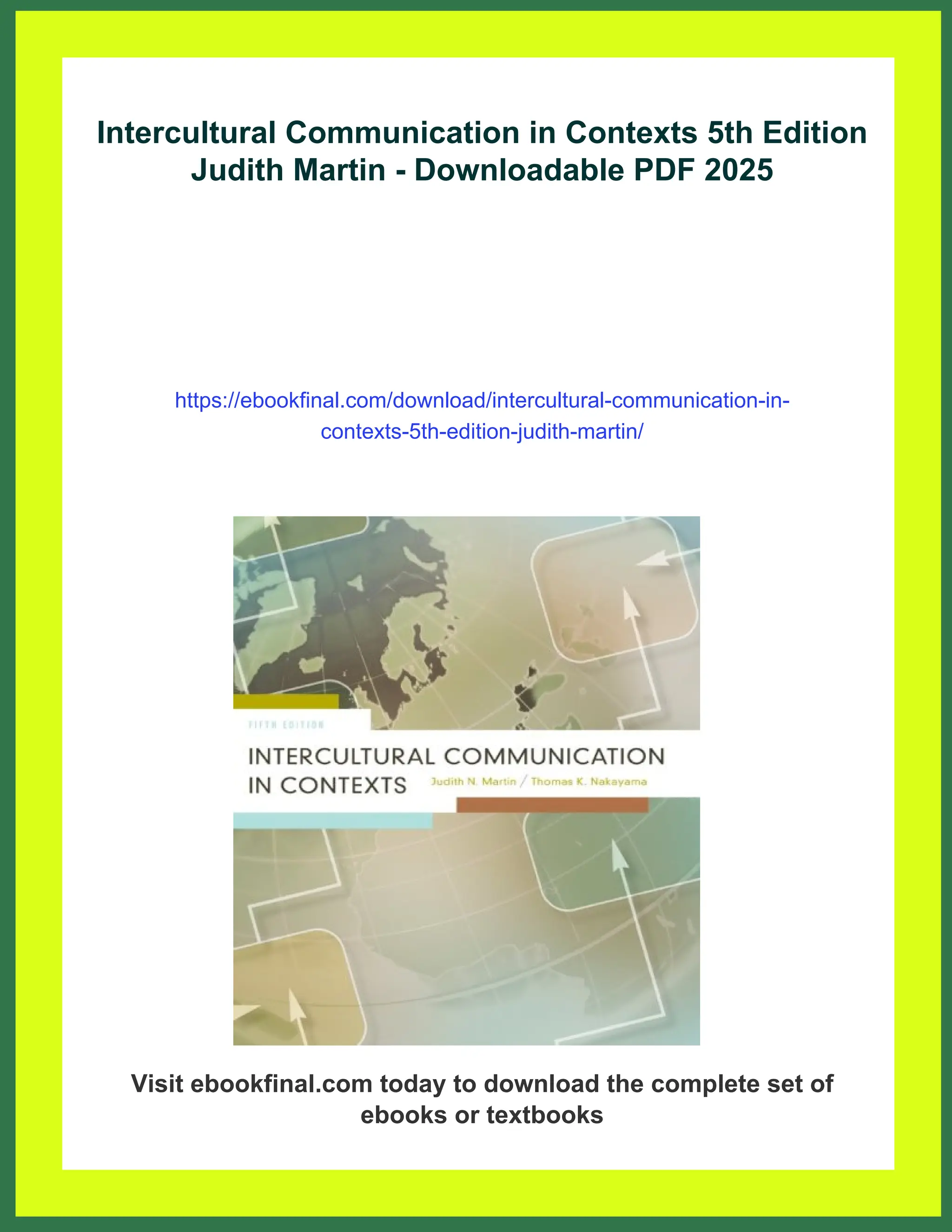 Intercultural Communication in Contexts 5th Edition Judith Martin