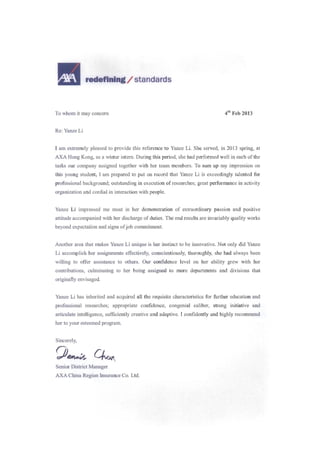 AXA - reference letter