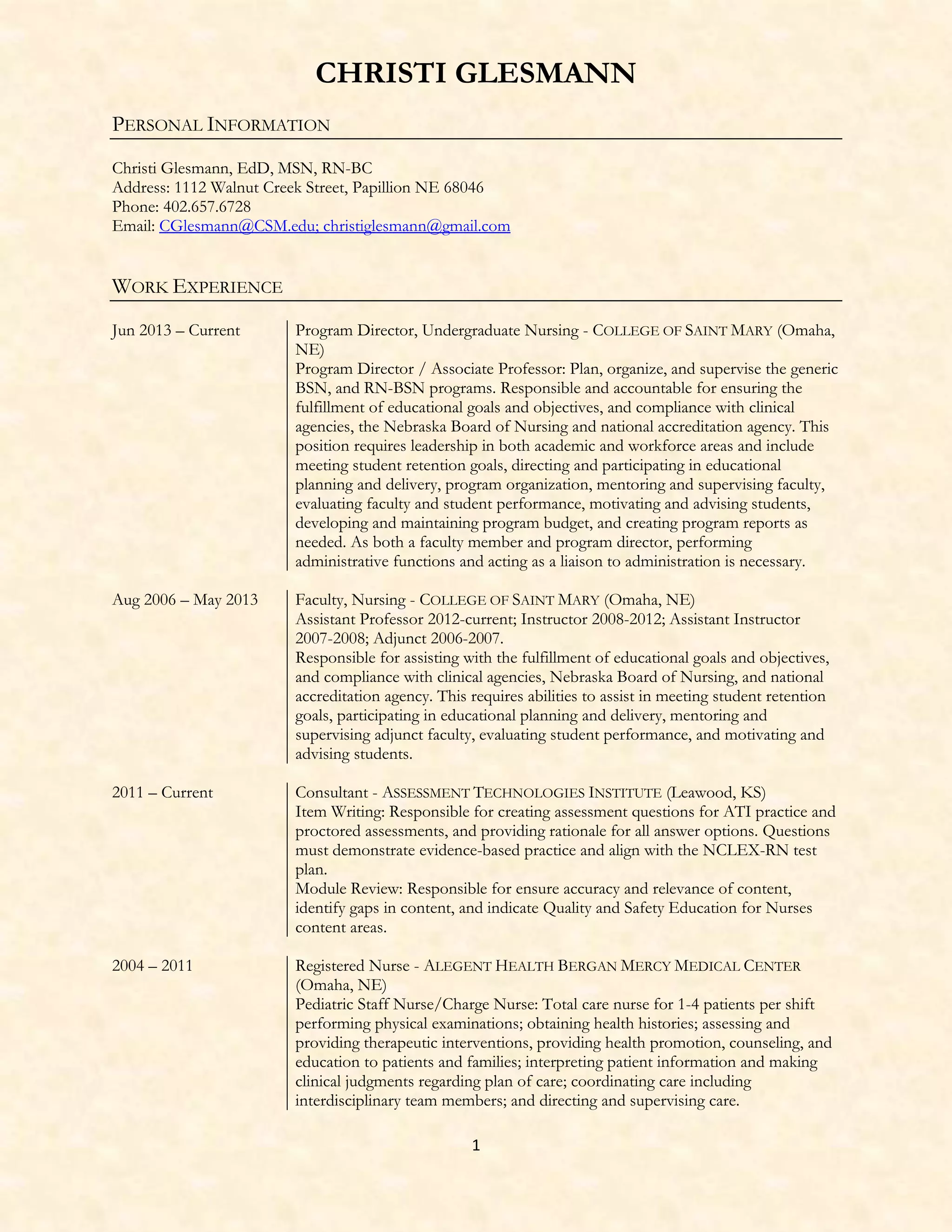 Glesmann CV - current | PDF