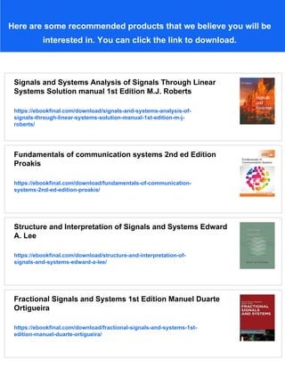 Fundamentals of Signals and Systems 1st ed Edition Benoit Boulet | PDF