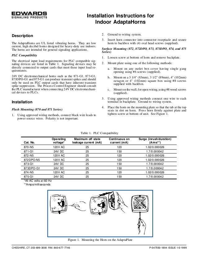 Edwards Signaling 874N5 Installation Manual