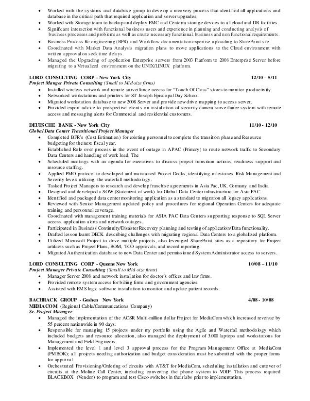 software project manager resume sample