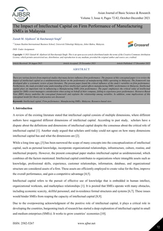 The Impact of Intellectual Capital on Firm Performance of Manufacturing ...