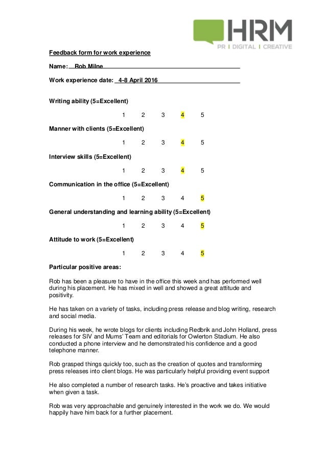 rob milne feedback form interview release form