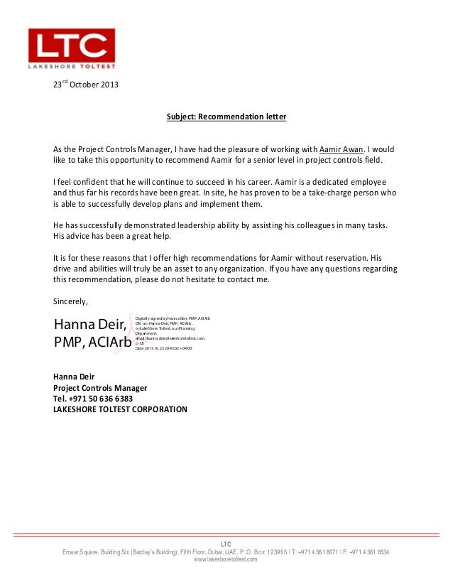 recommendation letter ltc letter of recommendation