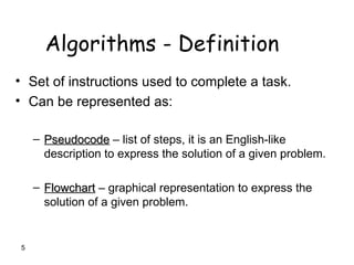 Notes of flow charts and algorithms aiming for teaching and learning ...