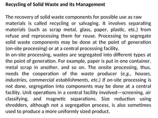 chapter 1 Solid waste management environmental Engineering | PPT