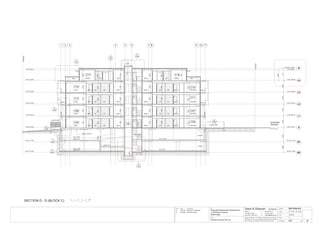 LIVING BED 1 ES LDY BED 3 BED 3 LDY ES BED 1 KITCHEN
LIVING BED 1 ES LDY BED 3 BED 3 LDY ES BED 1 KITCHEN
LIVING BED 1 ES LDY BED 3 BED 3 LDY ES BED 1 KITCHEN
BALC
SECTION D - D (BLOCK C)
WONIORA
AVENUE
C03C04
C07C08
C12
C15
C11
C17
COURTYARD
COURTYARD
FIRE STAIR
LIFT
SHAFT
BALC
BALC
BALC
BALCBED 3
G RL.181.06
L1 RL.184.16
L2 RL.187.26
L3 RL.190.36
L4 RL.193.46
C RL.196.16
B1 RL.177.46
B2 RL.174.66
LDY BED 3 LDY DININGDINING
C18
C16
RAMP 1:5.7
natural ground line
FRL 177.875
FRL 175.05
RAMP 1:20
RAMP 1:20
FRL 178.35
FRL 175.235
Boundary
G RL.181.06
L1 RL.184.16
L2 RL.187.26
L3 RL.190.36
L4 RL.193.46
C RL.196.16
B1 RL.177.46
B2 RL.174.66
Roof RL.196.63
B2
B1
G
L1
L2
L3
L4
R
2700
3100310031003100373028003170
Boundary
1 2 3 4 5 6 7 8 9 10 11
0 1 2 3 4 5M
SECTION D-D
A17
A
A14
STORE
STORE
4
A106
1
A106
2
A106
3
A106
1
A107
2
A107
5
A106
6
A106
1000
LIVING BED 1 ES LDY BED 3 BED 3 LDY ES BED 1 KITCHEN
27002700270027002700
24002400240024002400
27002700270027002700
27002700270027002700
24002400240024002400
2700
2400240024002400
3400
RL.
197.240
RL.173.60
1060
B
04.06.06
Issue Date Amendments
A 27.04.06 Issued for Construction.
B 04.06.06 Amended Levels
Job:
Proposed Residential Development
1-9 Woniora Avenue
Wahroonga
Figured dimensions to be taken in preference to scale. Verify all
dimensions on site (vos). Copyright for the information contained
herein remains the property of Owen & Gilsenan Architects.
Drawing :
Scale :
Date :
Drawing No. :
Drawn : LY
Owen & Gilsenan Architects
Client:
Woniora Avenue Pty Ltd
Suite 4.1 P : (02) 9212 2417
105 Kippax Street F : (02) 9212 2617
Surry Hills NSW 2010 E : codesign@tpg.com.au
Issue :
A1-1:100 A3-1:200
 