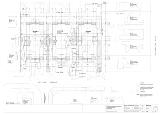 Job:
Proposed Residential Development
1-9 Woniora Avenue
Wahroonga
Figured dimensions to be taken in preference to scale. Verify all
dimensions on site (vos). Copyright for the information contained
herein remains the property of Owen & Gilsenan Architects.
Drawing :
Scale :
Date :
Drawing No. :
Drawn : KN
Owen & Gilsenan Architects
Client:
Woniora Avenue Pty Ltd
Suite 4.1 P : (02) 9212 2417
105 Kippax Street F : (02) 9212 2617
Surry Hills NSW 2010 E : codesign@tpg.com.au
Issue :
A1-1:100 A3-1:200
+180.06
179.56
+
+180.96
+180.96
180.96
+
+180.96
179.56
+
+180.06
180.96
+
A01
DRIVEWAY
SITE PLAN
181.46
181.63
181.33
180.24
180.41
180.62
180.81
179.84
179.64
179.09
179.92
178.83
179.40
178.70
178.70
177.49
177.40
178.08
176.55
180.0
177.0
181.0
70.17180°00'
67.06 90° 00'
60.960°00'
83.825 270° 00'
179.0
178.0
180.0
177.0
COONANBARRAROAD
SingleStorey
Garage
16.765 90° 00'
BLOCK A
RL.178.76
BLOCK B
RL.180.16
BLOCK C
RL.181.16
182.0
181.00
178.0
new vehicle's crossing to
Council's requirements
new kerb to Council's
requirements
LANDSCAPING
LANDSCAPING
LANDSCAPING
W O N I O R A A V E N U E
NERINGAHAVENUE
(NORTH)
Balc
Verandah
3-Storey
Brick Units
tiled roof
No.2
Brick Residence
tiled roofNo.4-6
2-Storey
Brick Units
tiled roof
No.8
Weatherboard
Residence
corrugated
iron roof
Single
Storey
Garage
No.1/11
2-Storey Brick
Residence
tile roof
No.2/11
Brick Residence
tile roof
No.3/11
2-Storey
Brick Residence
tile roof
No. 92
2-Storey Cement
Rendered Residence
tiled roof
(Coonanbarra Rd)
No. 94
Brick Residence
tiled roof
(Coonanbarra Rd)
No. 96
Brick Residence
tiled roof
(Coonanbarra Rd)
No. 98
Brick Residence
tiled roof
(Coonanbarra Rd)
No. 100
Brick Residence
tiled roof
(Coonanbarra Rd)
Brick
Building
metal roof
Clad
Shed
DRYING
AREA
ELEC.
SUB-ST
RL178.70
RL178.70
RL181.0
RL181.30
RL181.64
LEGEND
existing buildings to be demolished
existing trees to be demolished (refer
to Landscape Plan for landscape
planning)
existing trees
NOTE : Council to be notified 7 days before
demolition of houses & removal of
trees commences.
1:20
(6000)
1:7.5(4000)
PLANTER PLANTER
PLANTER
RAMP
6020 17925 9015 17925 9015 17925 6000
1920016801270037051800323013175168013000
9990168012695241020752300273512395168013000
999016801270037051800323013175168013000
999016801270025354250273512395168013000
6020 17925 9015 17925 9015 17925 6000
37970OA
EXISTING SEWER TO BE REMOVED
REDIRECTED SEWER MAIN
MH
MH
MH
exist.MH
0 1 2 3 4 5M
existing house to
be demolished
existing house to
be demolished
existing house to
be demolished
existing house to
be demolished
existing house to
be demolished
new timber
paling fence
new timber
paling fence
Audio / Visual
visitor's monitor
3000800
2700 1950
3000800
2700
A1-1:200 A3-1:400
SITE PLAN
27.04.06
A
1
2
3
4
5
6
7
8
9
10
11
A B C D E F G H J K L M N P Q
 
