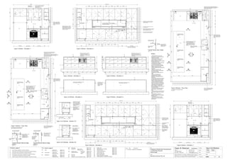 Issue Date Amendments
A 27.04.06 Issued for Construction
Job:
Proposed Residential Development
1-9 Woniora Avenue
Wahroonga
Figured dimensions to be taken in preference to scale. Verify all
dimensions on site (vos). Copyright for the information contained
herein remains the property of Owen & Gilsenan Architects.
Drawing :
Date : 27.04.06
Drawing No. :
Drawn : JAP
Owen & Gilsenan Architects
Client:
Woniora Avenue Pty Ltd
Suite 4.1 P : (02) 9212 2417
105 Kippax Street F : (02) 9212 2617
Surry Hills NSW 2010 E : codesign@tpg.com.au
Issue : A
Scale :
1:20 @ A1 , 1:40 @ A3
1:10 @ A1 , 1:20 @ A3
ADJUST OVERHEAD CUPBOARD
WIDTH IN UNITS B03 & B07 TO
SUIT REDUCED
SERVICE DUCT WIDTH
Type C & D Kitchens
A401
550 550 60020 20
900
2340
Type C Kitchen - Floor Plan
For Kitchens in the following units :-
A02, A08, B03, B07, C02, C06
1
3 2
55
4
GC
Bin
CK1
DW under
Sink
Tap
Tr.
OV1 under
MW
RH
Rd
2
@ 995
2
@ 995
1
@ 650
1
@ 650
2
@ 995
2
@ 995
2
@ 1950
Rd
Rd
RdRd
OV1
RH
DW
Tap
FR1
MW
Rd Rd
Dgpo
Dgpo
Sgpo
Sgpo
ST
TV
CK1 Dgpo
Type C Kitchen - Elevation 1
PU
LA
PU
Dh
ST
Adj.
Adj.
Adj.
Adj.
Fixed
TV
Adj.
Adj.
Adj.
Adj.
Adj.
Fixed
GC
TV TV
PU PU PU
Equal Equal Equal Equal Equal Equal
Equal Equal Equal Equal
600 810 VOS2370700
1800580
645835
125
LA LA LA
4480 VOS2600
TV
TVTV TV
PU
PU
600
2340750700690
4480
570 EqualEqual
Type C Kitchen - Elevation 2
Type C Kitchen - Elevation 3
Type C & Kitchen - Elevation 4
Type C & D Kitchen - Section 5-5
ST
PU
LA
PU
PU
PU
PUPUST
ST
LA
PU
ST
66
Type C & D Kitchen - Section 6-6
1
@ 1650
DUCT & VENT
RANGEHOOD
AS REQUIRED
FIXED PANEL TO SIDE OF PANTRY
TO MATCH HEIGHT AND FINISH OF
PANTRY DOORS
FIXED SHELF IN PANTRY TO ALIGN
WITH BENCHTOP
ARRIS TOP/BOTTOM EDGE OF PANTRY
DOORS FOR FINGER PULL, TO ALIGN
WIITH UNDERBENCH DOORS
INFILL STRIP ABOVE DISHWASHER
TO MATCH ADJACENT JOINERY
SINGLE SHEET CLADDING WITH 2 PAK
POLYURETHANE PAINT FINISH
MANUAL SLIDE OUT BIN
TO BASE OF CUPBOARD
UNDER SINKS
ADJUST SIZE OF PANTRY TO
FIT TIGHT TO REVEAL LINING
Type D Kitchen - Floor Plan
For Kitchens in the following units :-
A14, A18
Type D Kitchen - Elevation 1Type D Kitchen - Elevation 2
DRAWERS WITH FULL
EXTENSION RUNNERS
UNDER
DRAWERS WITH FULL
EXTENSION RUNNERS
UNDER
MICROWAVE OVEN WITH TRIM KIT
SET INTO UNDERBENCEH
JOINERY. ENSURE VENTILATION
TO REAR BASE AND SIDE OF
CARCASS (MIN.. 300mm*100mm)
REFER TO MANUFACTURERS
DETAILS
TV TV TV TV TV TV
Adj.
Adj.
Adj.
Adj.
Adj.
Adj.
Bin
Sink
Tr.
Sgpo
PUPU
10702530
FINGER JOINTED PINE
REVEAL LINING AROUND
ENTIRE OPENING. Nom.
20mm thk. GLOSS PAINT
FINISH
700
FINGER JOINTED PINE
REVEAL LINING AROUND
ENTIRE OPENING. Nom.
20mm thk. GLOSS PAINT
FINISH
IN KITCHENS WHERE THERE IS NO WINDOW
EXTEND COLOURBACK GLASS TO UNDERSIDE OF
OVERHEAD CUPBOARDS
SIZE OF COLUMN OR SERVICE
DUCT TO BE VERIFIED ON SITE &
PANTRY TO BE ADJUSTED
ACCORDINGLY
HEBEL BLOCK WALL TO FIRE RATED SERVICE
DUCT WITH 9mm MDF BOARD & SELECTED TIMBER
LAMINATE GLUE FIXED DIRECTLY TO HEBEL
BLOCK WORK IN KITCHEN
HEBEL BLOCK WALL TO FIRE
RATED SERVICE DUCT WITH
9mm MDF BOARD & SELECTED
TIMBER LAMINATE GLUE FIXED
DIRECTLY TO HEBEL BLOCK
WORK IN KITCHEN
STONE BENCH TOP
RETURNS DOWN
SIDES OF ISLAND
BENCH TO FLOOR,
ALL JUNCTIONS
MITRED
MICROWAVE OVEN WITH TRIM KIT
TOP TO ALIGN WITH TOP OF
DRAWER FACE. ALUMINIUM TRIM
TO SHADOW TO MATCH ADJACENT
DRAWER PULL
SERVICERISER
VOID
ST
800 1200
PANTRY
T4 - Floor Tiling as specified in schedule of finishes
ST
GC
PU
LA
TV
- Stone Bench top & Splash back as specified in schedule of finishes
- Colourback Glass as specified in schedule of finishes
- Polyurethane Joinery Doors as specified in schedule of finishes
- Laminate finish as specified in schedule of finishes
- Timber Veneered Joinery Doors as specified in schedule of finishes
Finishes Legend
Notes:-
- All tiled floors to have 5mm
Impactamat or Regupol QT4010
underlay under tiles.
- Stop wall & floor tiles 2-3mm
short of edges and fill with
resiliant caulking compound equal
to Bostik Seal N Flex
- All dimensional setouts are from
the finished wall surfaces.
- Check all dimensions on site
before producing shop drawings.
- Read in conjunction with
"ODCM" finishes and components
schedules.
- Read in conjunction with
Architectural plans and standard
construction details
- All glazing to comply with A.S.
1288.
- Refer to manufacturers
specifications for power &
installation requirements for all
equipment
- Ensure cable cutouts to carcass
for cable pass through of power
cables to outlets where required.
- Ensure adequate packing as
required to all built in equipment
as per manufacturers instructions
- All joinery to be constructed on
HMR substrate. Contractor to
ensure adequate waterproofing to
sink and plumbing.
- All joinery to wet areas shall be
constructed on marine grade
base.
- Ensure all trims to wet areas are
graded and finished for wet area
use.
- All faceplates to power or
data/phone outlets to be brushed
stainless steel.
- Contractor to allow for hard
wiring of oven to manufacturers
specifications
Bin
CK1
Ct
DW
Sink
- Waste bin on fully extendable runnners. Refer Co.25
- Cutlery Tray. Refer Co.26
- Dishwasher. 1 Bed Units Refer Co.41
Typical Units Refer Co.03
Penthouse Units Refer Co.21
- Stainless Steel 1 Bed Units Refer Co.42
Undermount sink 1 1/2 Bowl Refer Co.27
2 Bowl Refer Co.24
- Gas cooktop. Typical units Refer Co.02
Penthouse Units Refer Co.20
Tap
Tr.
- Mixer tap. Refer Co.28
- Towel rail Refer Co.29 FR1 - Fridge. Suppplied by occupant
OV1 - Oven. Typical Unit Refer Co.01
Penthouse Unit Refer Co.19
P.C. items Legend MW - Microwave. Refer Co.04
RH - Rangehood. Typical Units Refer Co.05
Penthouse Units Refer Co.22 Dr - Drawer Runners Refer Co.31
Rd - Recessed joinery downlight Refer Co.33
Tub - Laundry Tub & Cabinet Refer Co.35
Dy - Dryer, Wall mounted Refer Co.44
Wm - Washing Machine. Suppplied by occupant
TD - Drop in Laundry Tub Refer Co.43
Lm - Laundry Mixer Tap Refer Co.34
SERVICE DUCT MOVES 200mm RIGHT IN
UNITS B03 & B07. ADJUST OVERHEAD
CUPBOARD WIDTH TO SUIT
600
Rd Rd Rd
Equal
Adj.
Adj.
PU PU
Equal
1
3 2
55
4
Bin
CK1
DW under
Sink Tap
OV1 under
MW
RH
Rd
2
@ 995
2
@ 995
1
@ 650
1
@ 650
2
@ 995
2
@ 995
2
@ 1950
Rd
Rd
RdRd
FR1
ST
3040780700690
5210
66
1
@ 1650
MANUAL SLIDE OUT BIN
TO BASE OF CUPBOARD
UNDER SINKS
DRAWERS WITH FULL
EXTENSION RUNNERS
UNDER
DRAWERS WITH FULL
EXTENSION RUNNERS
UNDER
MICROWAVE OVEN WITH TRIM KIT
SET INTO UNDERBENCEH
JOINERY. ENSURE VENTILATION
TO REAR BASE AND SIDE OF
CARCASS (MIN.. 300mm*100mm)
REFER TO MANUFACTURERS
DETAILS
17902530700
SIZE OF COLUMN OR SERVICE
DUCT TO BE VERIFIED ON SITE &
PANTRY TO BE ADJUSTED
ACCORDINGLY
HEBEL BLOCK WALL TO FIRE RATED SERVICE
DUCT WITH 9mm MDF BOARD & SELECTED TIMBER
LAMINATE GLUE FIXED DIRECTLY TO HEBEL
BLOCK WORK IN KITCHEN
SERVICERISER
VOID
ST
800 1200
PANTRY
GC
OV1
RH
Rd Rd
Sgpo
Sgpo
TV
CK1 Dgpo
PU
LA
PU
ST
Adj.
Adj.
Adj.
Adj.
Adj.
Fixed
1800580
2600
TV
TVTV TV
PU
PU
600570 EqualEqual
DUCT & VENT
RANGEHOOD
AS REQUIRED
FINGER JOINTED PINE
REVEAL LINING AROUND
ENTIRE OPENING. Nom.
20mm thk. GLOSS PAINT
FINISH
DW
Tap
Dgpo
Adj.
Adj.
Adj.
Adj.
Fixed
TV
GC
TV TV
PU PU PU
Equal Equal
Equal Equal Equal
600 1080 VOS2230700
900645835
125
LA LA LA
5210 VOS
FIXED PANEL TO SIDE
OF PANTRY TO MATCH
HEIGHT AND FINISH OF
PANTRY DOORS
FIXED SHELF IN PANTRY
TO ALIGN WITH
BENCHTOP
ARRIS TOP/BOTTOM
EDGE OF PANTRY
DOORS FOR FINGER
PULL, TO ALIGN WIITH
UNDERBENCH DOORS
INFILL STRIP ABOVE
DISHWASHER TO
MATCH ADJACENT
JOINERY
ADJUST SIZE OF PANTRY TO
FIT TIGHT TO REVEAL LINING
TV
Adj.
Adj.
Bin
Sink
Tr.
Sgpo
PUPU
Rd
Equal
Adj.
Adj.
PU PU
Equal
600 600 600
426clear
20 20
900
3040
MW
Sgpo
Type D Kitchen - Elevation 3
ST
PU
LA
PU
PU
PU
PU
PUPU
ST
LA
PU
SINGLE SHEET CLADDING WITH 2 PAK
POLYURETHANE PAINT FINISH
MICROWAVE OVEN WITH TRIM KIT
TOP TO ALIGN WITH TOP OF
DRAWER FACE. ALUMINIUM TRIM
TO SHADOW TO MATCH ADJACENT
DRAWER PULL
600600
Type D Kitchen - Elevation 4
Equal
PU
PU
PU
PU
PU
PU
PU
PU
DRAWERS WITH FULL
EXTENSION RUNNERS
UNDER
DRAWERS WITH FULL
EXTENSION RUNNERS
UNDER
DRAWERS WITH FULL
EXTENSION RUNNERS
UNDER
600
TV TV
Rd
TV
Adj.
Adj.
TV
Adj.
Adj.
TVTV TV
Adj.
Adj.
Rd Rd
EqualEqual Equal Equal
Dgpo Dgpo
PUPU
Equal
5050200
800
MW
VENTILATION TO REAR
BASE AND SIDE OF
CARCASS (MIN..
300mm*100mm) REFER
TO MANUFACTURERS
DETAILS
MICROWAVE OVEN WITH
TRIM KIT TOP TO ALIGN
WITH TOP OF DRAWER
FACE. ALUMINIUM TRIM TO
SHADOW TO MATCH
ADJACENT DRAWER PULL
EXTRUSION
PU
PU
PU
LA
CtDr
Dr
Dr
DRAWERS WITH FULL
EXTENSION RUNNERS
40mm ALUMINIUM
SHADOW TRIM STRIP
30mm CLEARANCE FROM
TOP OF 5mm Dia
ARRISSED EDGE OF
DOOR/DRAWER TO
UNDERSIDE OF BENCH
OR PANEL ABOVE
2030
40
30mm CLEARANCE FROM
TOP OF 5mm Dia
ARRISSED EDGE OF
DOOR/DRAWER TO
UNDERSIDE OF BENCH
OR PANEL ABOVE
15030
Typical Kitchen Bench Edge
Detail 1
Scale 1 : 10
40mm ALUMINIUM
SHADOW TRIM
STRIP
40
SELECTED STONE BENCH
TOP ON MDF CARCASS
2030
30mm CLEARANCE FROM
TOP OF TRIM KIT TO
UNDERSIDE OF BENCH
MICROWAVE OVEN
INTERGRATED TRIM KIT
Microwaveoven
SELECTED STONE BENCH
TOP ON MDF CARCASS
Typical Kitchen Bench Edge
Detail 2
Scale 1 : 10
MICROWAVE
OVEN
30mm ALUMINIUM
SHADOW TRIM
STRIP OVER
MICROWAVE
OVEN ONLY
OV1
RH
ST
TV
Adj.
Fixed
GC
LA
10mm OVERHANG
FOR FINGER PULL
Rd
GC
LA
LA
Adj.
Adj.
Rd
GC
LA
LA
Adj.
Adj.
OV1
RH
ST
TV
Adj.
Fixed
GC
LA
10mm OVERHANG
FOR FINGER PULL
FR1
Dgpo
TV
Adj.
TVTV
950 Clear
FR1
Dgpo
TV
Adj.
TVTV
950 Clear
125
303030
24626920150
Sgpo
GC GC
Rd
Dgpo
450
FINGER JOINTED PINE
REVEAL LINING AROUND
ENTIRE OPENING. Nom.
20mm thk. GLOSS PAINT
FINISH
30
30mm CLEARANCE
BETWEEN 5mm Dia
ARRISSED EDGE OF
PANTRY DOORS
Typical Pantry Door Detail
Scale 1 : 10
50mm ALUMINIUM
SHADOW TRIM
STRIP
50
SELECTED LAMINATE
FIXED PANTRY SHELF
1 @ 650
1 @ 1650
1 @ 650
1 @ 1650
 
