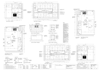Issue Date Amendments
A 27.04.06 Issued for Construction
Job:
Proposed Residential Development
1-9 Woniora Avenue
Wahroonga
Figured dimensions to be taken in preference to scale. Verify all
dimensions on site (vos). Copyright for the information contained
herein remains the property of Owen & Gilsenan Architects.
Drawing :
Date : 27.04.06
Drawing No. :
Drawn : JAP
Owen & Gilsenan Architects
Client:
Woniora Avenue Pty Ltd
Suite 4.1 P : (02) 9212 2417
105 Kippax Street F : (02) 9212 2617
Surry Hills NSW 2010 E : codesign@tpg.com.au
Issue : A
Scale :
1:20 @ A1 , 1:40 @ A3
1:10 @ A1 , 1:20 @ A3
Type E & F Kitchens
A402
600 600 600
20150
426clear
20 20
125
900
1840
Type E Kitchen - Floor Plan
For Kitchens in the following units :-
B02, B06, B10, B14, C03, C04, C07, C08, C11, C15
1
3 2
55
4
ST
GC
Bin
CK1
DW under
Sink
Tap
Tr.
OV1 under
MW
RH
Rd
2
@ 995
2
@ 995
1
@ 650
1
@ 650
2
@ 995
2
@ 995
2
@ 1950
Rd
Rd
RdRd
OV1
RH
DW
Tap
FR1
MW
Rd Rd
Dgpo Dgpo
Dgpo
Sgpo
Sgpo
Sgpo
ST
TV
CK1 Dgpo
Type E Kitchen - Elevation 1
PU
LA
PU
ST
Adj.
Adj.
Adj.
Adj.
Fixed
TV
Adj.
Adj.
Adj.
Adj.
Adj.
Fixed
GC
TV TV
PU PU PU
Equal Equal Equal Equal Equal Equal
Equal Equal Equal Equal
600 810 VOS1870700
1800580
900645835
125
LA LA LA
3980 VOS2600
TV
TVTV TV
PU
PU
600
1840750700690
3980
570 EqualEqual
Type E Kitchen - Elevation 2
Type E & F Kitchen - Elevation 3
Type E & F Kitchen - Elevation 4
Type E & F Kitchen - Section 5-5
ST
LA
ST
LA
PU
ST
66
Type E & F Kitchen - Section 6-6
1
@ 1650
DUCT & VENT RANGEHOOD
AS REQUIRED
FIXED PANEL TO SIDE OF PANTRY
TO MATCH HEIGHT AND FINISH OF
PANTRY DOORS
FIXED SHELF IN PANTRY TO ALIGN
WITH BENCHTOP
ARRIS TOP/BOTTOM EDGE OF PANTRY
DOORS FOR FINGER PULL, TO ALIGN
WIITH UNDERBENCH DOORS
INFILL STRIP ABOVE DISHWASHER
TO MATCH ADJACENT JOINERY
SINGLE SHEET CLADDING WITH 2 PAK
POLYURETHANE PAINT FINISH
MANUAL SLIDE OUT BIN
TO BASE OF CUPBOARD
UNDER SINKS
ADJUST SIZE OF PANTRY TO
FIT TIGHT TO REVEAL LINING
Type F Kitchen - Floor Plan
For Kitchens in the following units :-
B01, B05, B09, B13
GC
OV1
RH
Sgpo
CK1Dgpo
Type F Kitchen - Elevation 1
PU
LA
PU
ST
1800580
2600
PU
PU
600 570Equal Equal
Type F Kitchen - Elevation 2
DRAWERS WITH FULL
EXTENSION RUNNERS
UNDER
DRAWERS WITH FULL
EXTENSION RUNNERS
UNDER
MICROWAVE OVEN WITH TRIM KIT
SET INTO UNDERBENCEH
JOINERY. ENSURE VENTILATION
TO REAR BASE AND SIDE OF
CARCASS (MIN.. 300mm*100mm)
REFER TO MANUFACTURERS
DETAILS
Rd Rd Rd
TV TV TV TV TV TV
Adj.
Adj.
Adj.
Adj.
Adj.
Adj.
Bin
Sink
Tr.
Sgpo
Adj.
Adj.
PU PU PUPU
1070253058075
FINGER JOINTED PINE
REVEAL LINING AROUND
ENTIRE OPENING. Nom.
20mm thk. GLOSS PAINT
FINISH
640
FINGER JOINTED PINE
REVEAL LINING AROUND
ENTIRE OPENING. Nom.
20mm thk. GLOSS PAINT
FINISH
1075
RH
RdRd
Sgpo
TV
Adj.
Adj.
Adj.
Adj.
Adj.
Fixed
TV TVTV
IN KITCHENS WHERE THERE IS NO WINDOW
EXTEND COLOURBACK GLASS TO UNDERSIDE OF
OVERHEAD CUPBOARDS
SIZE OF COLUMN OR SERVICE
DUCT TO BE VERIFIED ON SITE &
PANTRY TO BE ADJUSTED
ACCORDINGLY
HEBEL BLOCK WALL TO FIRE RATED SERVICE
DUCT WITH 9mm MDF BOARD & SELECTED TIMBER
LAMINATE GLUE FIXED DIRECTLY TO HEBEL
BLOCK WORK IN KITCHEN
HEBEL BLOCK WALL TO FIRE
RATED SERVICE DUCT WITH
9mm MDF BOARD & SELECTED
TIMBER LAMINATE GLUE FIXED
DIRECTLY TO HEBEL BLOCK
WORK IN KITCHEN
STONE BENCH TOP
RETURNS DOWN SIDES
OF ISLAND BENCH TO
FLOOR, ALL JUNCTIONS
MITRED
MICROWAVE OVEN WITH TRIM KIT
TOP TO ALIGN WITH TOP OF
DRAWER FACE. ALUMINIUM TRIM
TO SHADOW TO MATCH ADJACENT
DRAWER PULL
SERVICERISER
VOID
ST
DW
Tap DgpoDgpo
Dgpo
Adj.
Adj.
Adj.
Adj.
Fixed
TV
GC
TVTV
PUPUPU
EqualEqualEqualEqualEqualEqual
EqualEqualEqualEqual
600810 VOS 1870 700
900645835
125
LALALA
3980 VOS
FIXED PANEL TO SIDE OF
PANTRY TO MATCH
HEIGHT AND FINISH OF
PANTRY DOORS
FIXED SHELF IN PANTRY
TO ALIGN WITH
BENCHTOP
ARRIS TOP/BOTTOM
EDGE OF PANTRY DOORS
FOR FINGER PULL, TO
ALIGN WIITH
UNDERBENCH DOORS
INFILL STRIP ABOVE
DISHWASHER TO MATCH
ADJACENT JOINERY
ADJUST SIZE OF PANTRY TO
FIT TIGHT TO REVEAL LINING
RdRdRd
TVTVTVTVTVTV
Adj.
Adj.
Adj.
Adj.
Adj.
Adj.
Bin
Sink
Tr.
Sgpo
Adj.
Adj.
PUPUPU PU
IN KITCHENS WHERE THERE IS NO WINDOW
EXTEND COLOURBACK GLASS TO UNDERSIDE OF
OVERHEAD CUPBOARDS
HEBEL BLOCK WALL TO FIRE
RATED SERVICE DUCT WITH
9mm MDF BOARD & SELECTED
TIMBER LAMINATE GLUE FIXED
DIRECTLY TO HEBEL BLOCK
WORK IN KITCHEN
DUCT & VENT RANGEHOOD
AS REQUIRED
FINGER JOINTED PINE
REVEAL LINING AROUND
ENTIRE OPENING. Nom.
20mm thk. GLOSS PAINT
FINISH
800 1200
1
32
5 5
4
ST
Bin
CK1
DW under
Sink
Tap
Tr.
OV1 under
MW
RH
Rd
2
@ 995
2
@ 995
1
@ 650
1
@ 650
2
@ 995
2
@ 995
2
@ 1950
Rd
Rd
Rd Rd
FR1
ST
1840750700690
3980
6 6
1
@ 1650
MANUAL SLIDE OUT BIN
TO BASE OF CUPBOARD
UNDER SINKS
DRAWERS WITH FULL
EXTENSION RUNNERS
UNDER
DRAWERS WITH FULL
EXTENSION RUNNERS
UNDER
MICROWAVE OVEN WITH TRIM KIT
SET INTO UNDERBENCEH
JOINERY. ENSURE VENTILATION
TO REAR BASE AND SIDE OF
CARCASS (MIN.. 300mm*100mm)
REFER TO MANUFACTURERS
DETAILS
1070253058075
FINGER JOINTED PINE
REVEAL LINING AROUND
ENTIRE OPENING. Nom.
20mm thk. GLOSS PAINT
FINISH
640
1075
SIZE OF COLUMN OR SERVICE
DUCT TO BE VERIFIED ON SITE &
PANTRY TO BE ADJUSTED
ACCORDINGLY
HEBEL BLOCK WALL TO FIRE RATED SERVICE
DUCT WITH 9mm MDF BOARD & SELECTED TIMBER
LAMINATE GLUE FIXED DIRECTLY TO HEBEL
BLOCK WORK IN KITCHEN
SERVICERISER
VOID
ST
8001200
PANTRY
PANTRY
T4 - Floor Tiling as specified in schedule of finishes
ST
GC
PU
LA
TV
- Stone Bench top & Splash back as specified in schedule of finishes
- Colourback Glass as specified in schedule of finishes
- Polyurethane Joinery Doors as specified in schedule of finishes
- Laminate finish as specified in schedule of finishes
- Timber Veneered Joinery Doors as specified in schedule of finishes
Finishes Legend
Notes:-
- All tiled floors to have 5mm
Impactamat or Regupol QT4010
underlay under tiles.
- Stop wall & floor tiles 2-3mm
short of edges and fill with
resiliant caulking compound equal
to Bostik Seal N Flex
- All dimensional setouts are from
the finished wall surfaces.
- Check all dimensions on site
before producing shop drawings.
- Read in conjunction with
"ODCM" finishes and components
schedules.
- Read in conjunction with
Architectural plans and standard
construction details
- All glazing to comply with A.S.
1288.
- Refer to manufacturers
specifications for power &
installation requirements for all
equipment
- Ensure cable cutouts to carcass
for cable pass through of power
cables to outlets where required.
- Ensure adequate packing as
required to all built in equipment
as per manufacturers instructions
- All joinery to be constructed on
HMR substrate. Contractor to
ensure adequate waterproofing to
sink and plumbing.
- All joinery to wet areas shall be
constructed on marine grade
base.
- Ensure all trims to wet areas are
graded and finished for wet area
use.
- All faceplates to power or
data/phone outlets to be brushed
stainless steel.
- Contractor to allow for hard
wiring of oven to manufacturers
specifications
Bin
CK1
Ct
DW
Sink
- Waste bin on fully extendable runnners. Refer Co.25
- Cutlery Tray. Refer Co.26
- Dishwasher. 1 Bed Units Refer Co.41
Typical Units Refer Co.03
Penthouse Units Refer Co.21
- Stainless Steel 1 Bed Units Refer Co.42
Undermount sink 1 1/2 Bowl Refer Co.27
2 Bowl Refer Co.24
- Gas cooktop. Typical units Refer Co.02
Penthouse Units Refer Co.20
Tap
Tr.
- Mixer tap. Refer Co.28
- Towel rail Refer Co.29 FR1 - Fridge. Suppplied by occupant
OV1 - Oven. Typical Unit Refer Co.01
Penthouse Unit Refer Co.19
P.C. items Legend MW - Microwave. Refer Co.04
RH - Rangehood. Typical Units Refer Co.05
Penthouse Units Refer Co.22 Dr - Drawer Runners Refer Co.31
Rd - Recessed joinery downlight Refer Co.33
Tub - Laundry Tub & Cabinet Refer Co.35
Dy - Dryer, Wall mounted Refer Co.44
Wm - Washing Machine. Suppplied by occupant
TD - Drop in Laundry Tub Refer Co.43
Lm - Laundry Mixer Tap Refer Co.34
STONE BENCH TOP
RETURNS DOWN SIDES
OF ISLAND BENCH TO
FLOOR, ALL JUNCTIONS
MITRED
2030
40
30mm CLEARANCE FROM
TOP OF 5mm Dia
ARRISSED EDGE OF
DOOR/DRAWER TO
UNDERSIDE OF BENCH
OR PANEL ABOVE
15030
Typical Kitchen Bench Edge
Detail 1
Scale 1 : 10
40mm ALUMINIUM
SHADOW TRIM
STRIP
40
SELECTED STONE BENCH
TOP ON MDF CARCASS
2030
30mm CLEARANCE FROM
TOP OF TRIM KIT TO
UNDERSIDE OF BENCH
MICROWAVE OVEN
INTERGRATED TRIM KIT
Microwaveoven
SELECTED STONE BENCH
TOP ON MDF CARCASS
Typical Kitchen Bench Edge
Detail 2
Scale 1 : 10
MICROWAVE
OVEN
30mm ALUMINIUM
SHADOW TRIM
STRIP OVER
MICROWAVE
OVEN ONLY
Rd
GC
LA
LA
Adj.
Adj.
OV1
RH
ST
TV
Adj.
Fixed
GC
LA
10mm OVERHANG
FOR FINGER PULL
PU
LA
CtDr
Dr
Dr
DRAWERS WITH FULL
EXTENSION RUNNERS
40mm ALUMINIUM
SHADOW TRIM STRIP
30mm CLEARANCE FROM
TOP OF 5mm Dia
ARRISSED EDGE OF
DOOR/DRAWER TO
UNDERSIDE OF BENCH
OR PANEL ABOVE
5050200
800
MW
VENTILATION TO REAR
BASE AND SIDE OF
CARCASS (MIN..
300mm*100mm) REFER
TO MANUFACTURERS
DETAILS
MICROWAVE OVEN WITH
TRIM KIT TOP TO ALIGN
WITH TOP OF DRAWER
FACE. ALUMINIUM TRIM TO
SHADOW TO MATCH
ADJACENT DRAWER PULL
EXTRUSION
OV1
RH
ST
TV
Adj.
Fixed
GC
LA
10mm OVERHANG
FOR FINGER PULL
Rd
GC
LA
LA
Adj.
Adj.
FR1
Dgpo
TV
Adj.
TVTV
950 Clear
FR1
Dgpo
TV
Adj.
TVTV
950 Clear
350
350
350
MW
Sgpo
PU
PU
PU
PU
PUPUPU
303030
ST
246269
30
30mm CLEARANCE
BETWEEN 5mm Dia
ARRISSED EDGE OF
PANTRY DOORS
Typical Pantry Door Detail
Scale 1 : 10
50mm ALUMINIUM
SHADOW TRIM
STRIP
50
SELECTED LAMINATE
FIXED PANTRY SHELF
1 @ 650
1 @ 1650
1 @ 650
1 @ 1650
 