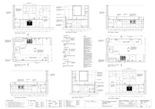 Issue Date Amendments
A 27.04.06 Issued for Construction
Job:
Proposed Residential Development
1-9 Woniora Avenue
Wahroonga
Figured dimensions to be taken in preference to scale. Verify all
dimensions on site (vos). Copyright for the information contained
herein remains the property of Owen & Gilsenan Architects.
Drawing :
Date : 27.04.06
Drawing No. :
Drawn : JAP
Owen & Gilsenan Architects
Client:
Woniora Avenue Pty Ltd
Suite 4.1 P : (02) 9212 2417
105 Kippax Street F : (02) 9212 2617
Surry Hills NSW 2010 E : codesign@tpg.com.au
Issue : A
Scale :
1:20 @ A1 , 1:40 @ A3
1:10 @ A1 , 1:20 @ A3
9mm MDF BOARD & SELECTED
TIMBER LAMINATE GLUE
FIXED DIRECTLY TO R.CONC.
COLUMN IN KITCHEN
A406
T4 - Floor Tiling as specified in schedule of finishes
ST
GC
PU
LA
TV
- Stone Bench top & Splash back as specified in schedule of finishes
- Colourback Glass as specified in schedule of finishes
- Polyurethane Joinery Doors as specified in schedule of finishes
- Laminate finish as specified in schedule of finishes
- Timber Veneered Joinery Doors as specified in schedule of finishes
Finishes Legend
Bin
CK1
Ct
DW
Sink
- Waste bin on fully extendable runnners. Refer Co.25
- Cutlery Tray. Refer Co.26
- Dishwasher. 1 Bed Units Refer Co.41
Typical Units Refer Co.03
Penthouse Units Refer Co.21
- Stainless Steel 1 Bed Units Refer Co.42
Undermount sink 1 1/2 Bowl Refer Co.27
2 Bowl Refer Co.24
- Gas cooktop. Typical units Refer Co.02
Penthouse Units Refer Co.20
Tap
Tr.
- Mixer tap. Refer Co.28
- Towel rail Refer Co.29 FR1 - Fridge. Suppplied by occupant
OV1 - Oven. Typical Unit Refer Co.01
Penthouse Unit Refer Co.19
P.C. items Legend MW - Microwave. Refer Co.04
RH - Rangehood. Typical Units Refer Co.05
Penthouse Units Refer Co.22 Dr - Drawer Runners Refer Co.31
Rd - Recessed joinery downlight Refer Co.33
Tub - Laundry Tub & Cabinet Refer Co.35
Dy - Dryer, Wall mounted Refer Co.44
Wm - Washing Machine. Suppplied by occupant
TD - Drop in Laundry Tub Refer Co.43
Lm - Laundry Mixer Tap Refer Co.34
FR1
Type O Kitchen - Elevation 3
Dgpo
Adj.
TV
TVTV
570 420420800 Clear
3
1
OV1 under
MW under
2
@ 1950
FR1
Dgpo
Adj.
Adj.
Adj.
Adj.
Fixed
TV
PU
LA
720 VOS
2
@ 1050
2
@ 995
DW under
1
@ 650
2
1800
110060050
600 3000
PANTRY
SERVICE RISER
2
@ 1050
GC
OV1
Rd
Sgpo
Sgpo
CK1Dgpo
LA
ST
Adj.
Adj.
TV
PU
PU
Sink
Tap
Bin
Type O Kitchen - Elevation 1
RH
Adj.
Fixed
TV TV
PU
Adj.
350 710
FINGER JOINTED PINE
REVEAL LINING AROUND
ENTIRE OPENING. Nom.
20mm thk. GLOSS PAINT
FINISH
2
MANUAL SLIDE OUT BIN
TO BASE OF CUPBOARD
UNDER SINKS
DRAWERS WITH
FULL EXTENSION
RUNNERS UNDER
MICROWAVE OVEN WITH TRIM KIT
SET INTO UNDERBENCEH
JOINERY. ENSURE VENTILATION
TO REAR BASE AND SIDE OF
CARCASS (MIN.. 300mm*100mm)
REFER TO MANUFACTURERS
DETAILS
DRAWERS WITH
FULL EXTENSION
RUNNERS UNDER
DRAWERS WITH
FULL EXTENSION
RUNNERS UNDER
Type O Kitchen - Floor Plan
For Kitchens in the following units :-
A16, A20
TV
PU
1
@ 650
MICROWAVE OVEN WITH TRIM KIT
TOP TO ALIGN WITH TOP OF
DRAWER FACE. ALUMINIUM TRIM
TO SHADOW TO MATCH ADJACENT
DRAWER PULL
50
650 1200
SINGLE SHEET CLADDING WITH 2
PAK POLYURETHANE PAINT FINISH
MW
VENTILATION TO REAR BASE AND
SIDE OF CARCASS (MIN.
300mm*100mm) REFER TO
MANUFACTURERS DETAILS
OV1
RH
ST
TV
Adj.
Fixed
GC
LA
10mm OVERHANG
FOR FINGER PULL
Bin
Sink
Tap
Tr. Adj.
PU
Type O Kitchen - Elevation 2
150400400150700
PU PU PU
700
600
50
HEBEL BLOCK WALL TO FIRE
RATED SERVICE DUCT WITH
9mm MDF BOARD & SELECTED
TIMBER LAMINATE GLUE FIXED
DIRECTLY TO HEBEL BLOCK
WORK IN KITCHEN
0.3mm STAINLESS STEEL
CAPPING TO TOP
0.3mm STAINLESS STEEL
CAPPING TO TOP
FIXED SHELF IN
PANTRY TO ALIGN
WITH BENCHTOP
ARRIS TOP/BOTTOM
EDGE OF PANTRY
DOORS FOR FINGER
PULL, TO ALIGN
WIITH UNDERBENCH
DOORS
DUCT & VENT RANGEHOOD
AS REQUIRED
CG
CG
CG
ST
CK1
RH
2
@ 995
Rd
ST
Rd
Rd
Adj.
Adj.
TV
350
PU
Adj.
LA
Tap
PU
Adj.
HEBEL BLOCK WALL TO FIRE
RATED SERVICE DUCT WITH
9mm MDF BOARD & SELECTED
TIMBER LAMINATE GLUE FIXED
DIRECTLY TO HEBEL BLOCK
WORK IN KITCHEN
TV
300
Type N & O Kitchens
FR1
Type N Kitchen - Elevation 1
Dgpo
Adj.
TV
TV TV
570420 420 800 Clear
3
1
OV1 under
MW under
2
@ 1950
FR1
Dgpo
Adj.
Adj.
Adj.
Adj.
Fixed
TV
PU
LA
720 VOS
2
@ 1050
2
@ 995
DW under
1
@ 650
2
1800
110060050
600 3000
PANTRY
SERVICE RISER
2
@ 1050
GC
OV1
Rd
Sgpo
Sgpo
CK1 Dgpo
LA
ST
Adj.
Adj.
TV
PU
PU
Sink
Tap
Bin
RH
Adj.
Fixed
TVTV
PU
Adj.
350710
2
MANUAL SLIDE OUT BIN
TO BASE OF CUPBOARD
UNDER SINKS
DRAWERS WITH
FULL EXTENSION
RUNNERS UNDER
MICROWAVE OVEN WITH TRIM KIT
SET INTO UNDERBENCEH
JOINERY. ENSURE VENTILATION
TO REAR BASE AND SIDE OF
CARCASS (MIN.. 300mm*100mm)
REFER TO MANUFACTURERS
DETAILS
DRAWERS WITH
FULL EXTENSION
RUNNERS UNDER
DRAWERS WITH
FULL EXTENSION
RUNNERS UNDER
Type N Kitchen - Floor Plan
For Kitchens in the following units :-
A15, A19
TV
PU
1
@ 650
MICROWAVE OVEN WITH TRIM KIT
TOP TO ALIGN WITH TOP OF
DRAWER FACE. ALUMINIUM TRIM
TO SHADOW TO MATCH ADJACENT
DRAWER PULL
50
650
1200
SINGLE SHEET CLADDING WITH 2
PAK POLYURETHANE PAINT FINISH
MW
VENTILATION TO REAR BASE AND
SIDE OF CARCASS (MIN.
300mm*100mm) REFER TO
MANUFACTURERS DETAILS
OV1
RH
ST
TV
Adj.
Fixed
GC
LA
10mm OVERHANG
FOR FINGER PULL
Bin
Sink
Tap
Tr.Adj.
PU
Type N Kitchen - Elevation 2
150 400 400 150 700
PUPUPU
700
600
50
HEBEL BLOCK WALL TO FIRE
RATED SERVICE DUCT WITH
9mm MDF BOARD & SELECTED
TIMBER LAMINATE GLUE FIXED
DIRECTLY TO HEBEL BLOCK
WORK IN KITCHEN
0.3mm STAINLESS STEEL
CAPPING TO TOP
0.3mm STAINLESS STEEL
CAPPING TO TOP
FIXED SHELF IN
PANTRY TO ALIGN
WITH BENCHTOP
ARRIS TOP/BOTTOM
EDGE OF PANTRY
DOORS FOR FINGER
PULL, TO ALIGN
WIITH UNDERBENCH
DOORS
DUCT & VENT RANGEHOOD
AS REQUIRED
CG
CG
CG
ST
CK1
RH
2
@ 995
Rd
ST
Rd
Rd
Adj.
Adj.
TV
350
PU
Adj.
LA
Tap
PU
Adj.
HEBEL BLOCK WALL TO FIRE
RATED SERVICE DUCT WITH
9mm MDF BOARD & SELECTED
TIMBER LAMINATE GLUE FIXED
DIRECTLY TO HEBEL BLOCK
WORK IN KITCHEN
TV
300
Type N Kitchen - Elevation 3
FINGER JOINTED PINE
REVEAL LINING AROUND
ENTIRE OPENING. Nom.
20mm thk. GLOSS PAINT
FINISH
VOID
VOID
FINGER JOINTED PINE
REVEAL LINING AROUND
ENTIRE OPENING. Nom.
20mm thk. GLOSS PAINT
FINISH
FINGER JOINTED PINE REVEAL LINING
AROUND ENTIRE OPENING. Nom. 20mm
thk. GLOSS PAINT FINISH
FINGER JOINTED PINE REVEAL
LINING AROUND ENTIRE
OPENING. Nom. 20mm thk.
GLOSS PAINT FINISH
2030
40
30mm CLEARANCE FROM
TOP OF 5mm Dia
ARRISSED EDGE OF
DOOR/DRAWER TO
UNDERSIDE OF BENCH
OR PANEL ABOVE
15030
Typical Kitchen Bench Edge
Detail 1
Scale 1 : 10
40mm ALUMINIUM
SHADOW TRIM
STRIP
40
SELECTED STONE BENCH
TOP ON MDF CARCASS
2030
30mm CLEARANCE FROM
TOP OF TRIM KIT TO
UNDERSIDE OF BENCH
MICROWAVE OVEN
INTERGRATED TRIM KIT
Microwaveoven
SELECTED STONE BENCH
TOP ON MDF CARCASS
Typical Kitchen Bench Edge
Detail 2
Scale 1 : 10
MICROWAVE
OVEN
30mm ALUMINIUM
SHADOW TRIM
STRIP OVER
MICROWAVE
OVEN ONLY
Notes:-
- All tiled floors to have 5mm
Impactamat or Regupol QT4010
underlay under tiles.
- Stop wall & floor tiles 2-3mm
short of edges and fill with
resiliant caulking compound equal
to Bostik Seal N Flex
- All dimensional setouts are from
the finished wall surfaces.
- Check all dimensions on site
before producing shop drawings.
- Read in conjunction with
"ODCM" finishes and components
schedules.
- Read in conjunction with
Architectural plans and standard
construction details
- All glazing to comply with A.S.
1288.
- Refer to manufacturers
specifications for power &
installation requirements for all
equipment
- Ensure cable cutouts to carcass
for cable pass through of power
cables to outlets where required.
- Ensure adequate packing as
required to all built in equipment
as per manufacturers instructions
- All joinery to be constructed on
HMR substrate. Contractor to
ensure adequate waterproofing to
sink and plumbing.
- All joinery to wet areas shall be
constructed on marine grade
base.
- Ensure all trims to wet areas are
graded and finished for wet area
use.
- All faceplates to power or
data/phone outlets to be brushed
stainless steel.
- Contractor to allow for hard
wiring of oven to manufacturers
specifications
30
30mm CLEARANCE
BETWEEN 5mm Dia
ARRISSED EDGE OF
PANTRY DOORS
Typical Pantry Door Detail
Scale 1 : 10
50mm ALUMINIUM
SHADOW TRIM
STRIP
50
SELECTED LAMINATE
FIXED PANTRY SHELF
1 @ 650
1 @ 1650
1 @ 650
1 @ 1650
TV
9mm MDF BOARD & SELECTED
TIMBER LAMINATE GLUE
FIXED DIRECTLY TO R.CONC.
COLUMN IN KITCHEN
9mm MDF BOARD & SELECTED
TIMBER LAMINATE GLUE
FIXED DIRECTLY TO R.CONC.
COLUMN IN KITCHEN
TV
9mm MDF BOARD & SELECTED
TIMBER LAMINATE GLUE
FIXED DIRECTLY TO R.CONC.
COLUMN IN KITCHEN
ST
DW
PU
50 600 600 425 600 350
3600
20150
426clear
125
MW
Sgpo
LA
MICROWAVE OVEN WITH TRIM KIT
TOP TO ALIGN WITH TOP OF
DRAWER FACE. ALUMINIUM TRIM
TO SHADOW TO MATCH ADJACENT
DRAWER PULL
MW
Sgpo
PU
PU
303030
246269
LA
Tap
PU
PU
PU
PU
Adj.
425 600
PU
PU
PU
Sgpo
ST
DW
PU
50600350
3600
20150
426clear
125
MW
Sgpo
MICROWAVE OVEN WITH TRIM KIT
TOP TO ALIGN WITH TOP OF
DRAWER FACE. ALUMINIUM TRIM
TO SHADOW TO MATCH ADJACENT
DRAWER PULL
MW
Sgpo
303030
246269
LA
Tap
PU
Adj.
600
Sgpo
300
300
0.3mm STAINLESS STEEL
CAPPING TO TOP
0.3mm STAINLESS STEEL
CAPPING TO TOP
INFILL STRIP ABOVE
DISHWASHER TO
MATCH ADJACENT
JOINERY
INFILL STRIP ABOVE
DISHWASHER TO
MATCH ADJACENT
JOINERY
CG
CG
Dgpo Dgpo
Dgpo Dgpo
600600425
PU
PU
PU
PU
PU
425
PU
PU
PU
 