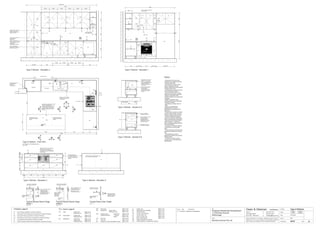 Issue Date Amendments
A 27.04.06 Issued for Construction
Job:
Proposed Residential Development
1-9 Woniora Avenue
Wahroonga
Figured dimensions to be taken in preference to scale. Verify all
dimensions on site (vos). Copyright for the information contained
herein remains the property of Owen & Gilsenan Architects.
Drawing :
Date : 27.04.06
Drawing No. :
Drawn : JAP
Owen & Gilsenan Architects
Client:
Woniora Avenue Pty Ltd
Suite 4.1 P : (02) 9212 2417
105 Kippax Street F : (02) 9212 2617
Surry Hills NSW 2010 E : codesign@tpg.com.au
Issue : A
Scale :
1:20 @ A1 , 1:40 @ A3
1:10 @ A1 , 1:20 @ A3
RdRdRd
TVTVTVTVTV
Adj.
Adj.
Adj.
Adj.
Adj.
Adj.
FR1
Dgpo
TV
Adj.
TVTV
950 Clear
A410
Type V Kitchen
700 600 700
20150
426clear
20 20
125
900
2040
MW
Sgpo
Type V Kitchen - Elevation 3 Type V Kitchen - Elevation 4
Type V Kitchen - Section 5-5
ST
LA
ST
LA
PU
ST
Type V Kitchen - Section 6-6
SINGLE SHEET CLADDING WITH 2 PAK
POLYURETHANE PAINT FINISH
Type E Kitchen - Floor Plan
For Kitchens in the following units :-
B11, B15
GC
OV1
Sgpo
CK1Dgpo
Type V Kitchen - Elevation 1
PU
LA
PU
ST
1800580
2600
PU
PU
600 570Equal Equal
Type V Kitchen - Elevation 2
STONE BENCH TOP
RETURNS DOWN SIDES
OF ISLAND BENCH TO
FLOOR, ALL JUNCTIONS
MITRED
MICROWAVE OVEN WITH TRIM KIT
TOP TO ALIGN WITH TOP OF
DRAWER FACE. ALUMINIUM TRIM
TO SHADOW TO MATCH ADJACENT
DRAWER PULL
DUCT & VENT RANGEHOOD
AS REQUIRED
2
3
1
5
5
4
ST
CK1
OV1 under
MW
2
@ 995
1
@ 650
2
@ 995
2
@ 1950
Rd
Rd
FR1
ST
2040 940 700
3680
6
6
MANUAL SLIDE OUT BIN
TO BASE OF CUPBOARD
UNDER SINKS
DRAWERS WITH FULL
EXTENSION RUNNERS
UNDER
MICROWAVE OVEN WITH TRIM KIT
SET INTO UNDERBENCEH
JOINERY. ENSURE VENTILATION
TO REAR BASE AND SIDE OF
CARCASS (MIN.. 300mm*100mm)
REFER TO MANUFACTURERS
DETAILS
VERIFIED ON SITE &
PANTRY TO BE
ADJUSTED
ACCORDINGLY
SERVICE RISER
800
1200
PANTRY
T4 - Floor Tiling as specified in schedule of finishes
ST
GC
PU
LA
TV
- Stone Bench top & Splash back as specified in schedule of finishes
- Colourback Glass as specified in schedule of finishes
- Polyurethane Joinery Doors as specified in schedule of finishes
- Laminate finish as specified in schedule of finishes
- Timber Veneered Joinery Doors as specified in schedule of finishes
Finishes Legend
Notes:-
- All tiled floors to have 5mm
Impactamat or Regupol QT4010
underlay under tiles.
- Stop wall & floor tiles 2-3mm
short of edges and fill with
resiliant caulking compound equal
to Bostik Seal N Flex
- All dimensional setouts are from
the finished wall surfaces.
- Check all dimensions on site
before producing shop drawings.
- Read in conjunction with
"ODCM" finishes and components
schedules.
- Read in conjunction with
Architectural plans and standard
construction details
- All glazing to comply with A.S.
1288.
- Refer to manufacturers
specifications for power &
installation requirements for all
equipment
- Ensure cable cutouts to carcass
for cable pass through of power
cables to outlets where required.
- Ensure adequate packing as
required to all built in equipment
as per manufacturers instructions
- All joinery to be constructed on
HMR substrate. Contractor to
ensure adequate waterproofing to
sink and plumbing.
- All joinery to wet areas shall be
constructed on marine grade
base.
- Ensure all trims to wet areas are
graded and finished for wet area
use.
- All faceplates to power or
data/phone outlets to be brushed
stainless steel.
- Contractor to allow for hard
wiring of oven to manufacturers
specifications
Bin
CK1
Ct
DW
Sink
- Waste bin on fully extendable runnners. Refer Co.25
- Cutlery Tray. Refer Co.26
- Dishwasher. 1 Bed Units Refer Co.41
Typical Units Refer Co.03
Penthouse Units Refer Co.21
- Stainless Steel 1 Bed Units Refer Co.42
Undermount sink 1 1/2 Bowl Refer Co.27
2 Bowl Refer Co.24
- Gas cooktop. Typical units Refer Co.02
Penthouse Units Refer Co.20
Tap
Tr.
- Mixer tap. Refer Co.28
- Towel rail Refer Co.29 FR1 - Fridge. Suppplied by occupant
OV1 - Oven. Typical Unit Refer Co.01
Penthouse Unit Refer Co.19
P.C. items Legend MW - Microwave. Refer Co.04
RH - Rangehood. Typical Units Refer Co.05
Penthouse Units Refer Co.22 Dr - Drawer Runners Refer Co.31
Rd - Recessed joinery downlight Refer Co.33
Tub - Laundry Tub & Cabinet Refer Co.35
Dy - Dryer, Wall mounted Refer Co.44
Wm - Washing Machine. Suppplied by occupant
TD - Drop in Laundry Tub Refer Co.43
Lm - Laundry Mixer Tap Refer Co.34
2030
40
30mm CLEARANCE FROM
TOP OF 5mm Dia
ARRISSED EDGE OF
DOOR/DRAWER TO
UNDERSIDE OF BENCH
OR PANEL ABOVE
15030
Typical Kitchen Bench Edge
Detail 1
Scale 1 : 10
40mm ALUMINIUM
SHADOW TRIM
STRIP
40
SELECTED STONE BENCH
TOP ON MDF CARCASS
2030
30mm CLEARANCE FROM
TOP OF TRIM KIT TO
UNDERSIDE OF BENCH
MICROWAVE OVEN
INTERGRATED TRIM KIT
Microwaveoven
SELECTED STONE BENCH
TOP ON MDF CARCASS
Typical Kitchen Bench Edge
Detail 2
Scale 1 : 10
MICROWAVE
OVEN
30mm ALUMINIUM
SHADOW TRIM
STRIP OVER
MICROWAVE
OVEN ONLY
PU
LA
CtDr
Dr
Dr
DRAWERS WITH FULL
EXTENSION RUNNERS
40mm ALUMINIUM
SHADOW TRIM STRIP
30mm CLEARANCE FROM
TOP OF 5mm Dia
ARRISSED EDGE OF
DOOR/DRAWER TO
UNDERSIDE OF BENCH
OR PANEL ABOVE
5050200
800
MW
VENTILATION TO REAR
BASE AND SIDE OF
CARCASS (MIN..
300mm*100mm) REFER
TO MANUFACTURERS
DETAILS
MICROWAVE OVEN WITH
TRIM KIT TOP TO ALIGN
WITH TOP OF DRAWER
FACE. ALUMINIUM TRIM TO
SHADOW TO MATCH
ADJACENT DRAWER PULL
EXTRUSION
Rd
GC
LA
LA
Adj.
Adj.
350
MW
Sgpo
PU
PU
PU
PU
PUPUPU
303030
ST
246269
BinDW under Sink
Tap
Rd
1 @ 650
Rd
DRAWERS WITH FULL
EXTENSION RUNNERS
UNDER
RH
2
@ 995
Rd
30
30mm CLEARANCE
BETWEEN 5mm Dia
ARRISSED EDGE OF
PANTRY DOORS
Typical Pantry Door Detail
Scale 1 : 10
50mm ALUMINIUM
SHADOW TRIM
STRIP
50
SELECTED LAMINATE
FIXED PANTRY SHELF
Sgpo
TV
Adj.
Adj.
RH
Adj.
Fixed
TVTV
Rd
TV
Adj.
Adj.
Rd
DW
Tap DgpoDgpo
Adj.
Adj.
Adj.
Fixed
TV GC
TVTV
PUPUPU
EqualEqualEqualEqual
600780 VOS 1600 700
900645835
125
LALALA
3680 VOS
FIXED PANEL TO SIDE OF
PANTRY TO MATCH
HEIGHT AND FINISH OF
PANTRY DOORS
FIXED SHELF IN PANTRY
TO ALIGN WITH
BENCHTOP
ARRIS TOP/BOTTOM
EDGE OF PANTRY DOORS
FOR FINGER PULL, TO
ALIGN WIITH
UNDERBENCH DOORS
INFILL STRIP ABOVE
DISHWASHER TO MATCH
ADJACENT JOINERY
Bin
Sink
Tr.
Sgpo
Adj.
Adj.
PUPUPU PU
OV1
RH
ST
TV
Adj.
Fixed
GC
LA
10mm OVERHANG
FOR FINGER PULL
Adj.
EqualEqualEqualEqualEqualEqual
2550
1 @ 650
1 @ 1650
 