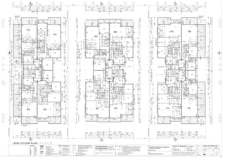 1
2
3
4
5
6
7
8
9
10
11
QPNMLKJHGFEDCBA
1
2
3
4
5
6
7
8
9
10
11
C
A16
C
A16
A14
A
A14
A
B
A15
B
A15
D
A17
D
A17
LEVEL 2 FLOOR PLAN
ELECFHR
B1
B2
B3
ES
(Type H)
BTH
(Type L)LDYST
K
(Type F)
ST
B1
WIR
ES
(Type J)
K
(Type B)
B2
B3
LDY
B1
B3
B2
ES
(Type G)
B1
B2
B3
ES
(Type I)
BTH
(Type M)
LDYST
K
(Type E)
LDY
BTH
(Type J)
ST
K
(Type V)
L
D
L
D
L
D
L
D
LIFT
FIRE
STAIR
F
F
F
F
BAL
DD04
DD01
DD01
DD01
DD01
DD01
DD01
DD01
DD01
DD01
DD01
DD01
DD02
DD02
DD15 DD02
DD15 DD02
DD15 DD02
DD02
DD02
DD02
DD01
DD03 DD03
DD03 DD03
DD06
DD11
BTH
(Type N)
DD16
F
LDY
K
(Type N)
B2
B1
ST
ES
(Type C)
LDY
K
(Type O)
B2
B1
ST
LDY
ES
(Type D)
BTH
(Type H)
ST
B2
LDY
BTH
(Type B)
B3
B1
ES
(Type B)
ST
ST
B1
B2
B3
K
(Type D)
L
D
L
D
L
D
L
D
LIFT
FIRE
STAIR
ST
F
F
K
(Type J)
F
BAL
DD04
DD01
DD01
DD01
DD01
DD01
DD01
DD01
DD01
DD02
DD02
DD15 DD02
DD02
DD02
DD02
DD10
DD10
DD03
DD03 DD03
BTH
(Type G)
1815 190
ELEC
9090126590
FHR
DD06
85
DD01
1450
405
DD16
A06
A13
A14A15
A16
C09
C10C11
C12B09
B10B11
B12
BLOCK A
LOBBY
RL184.96
LOBBY
RL186.36
BLOCK C
LOBBY
RL187.26
BAL
0 1 2 3 4 5M
EJ
EJ
EJ
EJ
EJ
EJ
EJ
EJ
Void
R.Conc. Deck with
Waterproofing &
White Pebble
Finish
BALBAL
BAL
C13
RWO
RWO
RWO
RWO RWO
RWO
RWO
RWO
D01
D03
D01
D01
D01
D01
D03
D02 D03
D04 D04
D03
D04
D03
D02D03
D04
D03
D04
D02
D03
D04
D03
D04
D03
D04
D02
D14
D14
D01
D01
D01
LEVEL 2 FLOOR PLAN
DP
DP
1000
1820
600 2320
DP
ST
DD02
90180090600
BTH
(Type A)
1345
DD02
1690
90
190
2170
190
09.01.07
F
R.Conc. Deck with
Waterproofing &
White Pebble
Finish
R.Conc. Deck with
Waterproofing &
White Pebble
Finish
R.Conc. Deck with
Waterproofing &
White Pebble
Finish
Void
R.Conc. Beams
R.Conc. Deck with
Waterproofing
DD03
210
150150
DD18
WIR
800 900
1000
2580 90
4000902000
190 3670 90
902580
1000
C 12.09.06 Units A01, A07, A13, A17, C01, C05 Mirror Reversed Ensuite
& Changed Bed 1 Entry & Robe Increase Circulation Space
Around Entries to Allow for Future Adaptability in Accordance
with A.S. 4299 & A.S. 1428.1
D 13.10.06 Some Unit Entry door Numbers changed
E 20.10.06 round columns on Balconies Moved
F 09.01.07 Bedroom Doors Modified
B 10.06.06 Service ducts amended or deleted & surrounding areas amended,
FHR cupboards changed, columns, amended. Service duct wall
construction changed. Division wall construction changed
Issue Date Amendments
F
K
(Type L)
B2
B1
BTH
(Type Q)
LDYLDY
ST
K
(Type E)
B2
B1
K
(Type M)
ES
(Type N)
LDY
BTH
(Type R)
ST
B1
B2
B3
LDY ST
B1
B2
B3
ES
(Type H)
BTH
(Type L)
LDY ST
L
D
L
D
L
D
DL
LIFT
FIRE
STAIR
ELECFHR
F
F
BAL
F
DD04
DD02
DD01
DD01
DD01
DD01
DD01
DD01
DD01
DD01
DD01
DD02 DD15
DD02
DD02
DD02 DD15
DD02
DD02
DD03
DD06
DD03
DD03 DD03
DD02
DD01
K
(Type G)
ES
(Type M)
ES
(Type I)
BTH
(Type M)
85895851180
851820 415
1250126
625
126
190
126
1261280
DD16
1450
F
A15
1270025354250273512390
AC
AC
AC
AC
AC
AC
AC
EJEJ
EJEJ
EJEJ
EJEJ
EJEJ
EJEJ
BAL BAL
BAL BAL
BAL BAL
BAL BAL
BAL BAL
4170 4355 590
AC
4525
8965 8960
45905830
900
400
750
500
700
160 200 4120 200
705
200 2650
100300300
CL
CL
600
500
300
700
43505535 3860 300 (col.)300 (col.)300 (col.)
5830
300100
4801200
2580
500
480
903030(B1)901980903000200180020023502003000(B2)901980(ES)903030(B1)90
900
1230
750
300
1200
300
4660190
8740
2400(K)282090903660903600909090
1270036602580
4210
2580
90012004804801200900
800
1670
2250 90 1800 90
168075090
900
1650 90 300 90
250 5640 8615 250
90 1000
90
9090
2350 90
90 1000 190 3670 (B1) 250700
(LDY)
700
1000
1000
250 3690 126
3690
8307101070100830
100
2580
1200
2350 90
950
3461012100(toFrontBoundary)
300 x 300 conc.
columns
600 250
8950 8975
CL
4590 4360 4365
250 4015 190 4020
4610
2503600(B3)903150(B2)90250
1903650903070(ES)901000466090
2700902920
240011980124502400
1800(LDY)100090
2302303350
901750(BTH)90
630 1770 90
600
750
1450
250 4150 126
126 4145 250
90 1650 90 1700 90
750
90 3390 90
1600
90100090218090205090
750
1000
500
700
480
800
90 2700 90 500
1400
900
300
900
3700 90 1000
2540
8740250250
126 4140 250
1245
2650 200 160 1910 2980
4120 360
440
2595100250
BLOCK B
250
90 2500 90 3390 90
90 1630 90 2400 90
900
500
700
750
90 1650 90 1700
450
1800902580901000
901700450
600
500
700
900
700
1600
750
1000
190
600
750 3000
900 800
150
600
830
1310
37970
9990(toRearBoundary)13000(toFrontBoundary)
1100
750 450
250366090333090903330903970250
1200120012001200
400
300
190
950
190
400
902450902600
4610 4520 5825
250 4030 3670 250
25036609033309090333090250
37970
9990(toRearBoundary)13000(toFrontBoundary)
258052703000(BAL)44302535159026602735123902580
3970
300300100300
4801200900
1800
2650 200
90218090902050100090
901660900167090901000
1800200200
90900167090901660
2002350200264590160
12001200
12001200
700
(LDY)
190
DP
9040409016009030301902920901600(BTH)90404090
13103250(dr)2030970(w)14301570(dr)21504706108301570(dr)22701570(dr)71061014301570(dr)970(w)215011903250(dr)
300300100
300
90012700874013170
2580
900
34610
8975 8950
4610 4520 5825
4360
1570(w)15501570(w)95010701570(w)1570(w)7101570(w)22703250(w)710
950 1570
24001198025351590266027354240240030004430250250
10702530(w)1570(w)49101570(dr)15502530(w)107013101570(w)
830 3250 (dr) 950 2410(dr) 2410 (dr) 950 3250 (dr) 850
7103250(w)
3250(dr) 10702410(dr) 8301070 4090 (dr)
470 4090 (dr) 2410(dr) 710 3250(dr) 850250
250
157071010010703010157014306101430
263017902530(w)11901570(w)1570(dr)1570(dr)7101570(dr)407010701570(w)14303250(w)
30006510
8301570
300
11901570(dr)13103250(w)1310610(w)8307101570(w)1570(w)22701570(w)131016702530(w)1570(w)7609001200480
12004804801200
2580
4090 (dr) 1070590 2410 (dr)850 3250 (dr)
190
250900900
97030106101570
LEGEND
L Living
D Dining
K Kitchen
B Bedroom
BAL Balcony
CTY Courtyard
BTH Bath
ES Ensuite
LDY Laundry
ST Store
LEGEND
INTENANCY WALL
10mm plasterboard
'Hebel 75mm Power Panel'
28mm air cavity
64mm steel stud & Tontine TSB4
or equivalent in wall cavity
13mm plasterboard
INTERNAL WALLS
92mm stud with 10mm
plasterboard & insulation
Fire Rated Riser Duct
'Hebel 75mm Power Panel'
10mm plasterboard
110mm brickwork
200mm concrete blockwall
250mm brick veneer wall
SHAFT WALL
200mm concrete wall
TENANCY/CORRIDOR WALL
10mm plasterboard
'Hebel 75mm Power Panel'
28mm furring channel fixed with resiliant mounts
with Tontine TSB4 or equivalent in wall cavity
13mm plasterboard
CG Column Guards
IW INSULATION WALLS
75mm insulation in 64mm studwork 13mm
plasterboard & 20mm gap to lift wall
EJ EXPANSION JOINTS
12 mm epansion joints to tiles
Rain Water OutletRWO
Service Riser / Non fire rated within Habitable area
64mm steel stud, 13mm plasterboard both sides
Tontine TSB4 or equivalent in wall cavity & inside shaft
Service Riser / Non fire rated solely within wet area
13mm plasterboard 64mm steel stud &
Tontine TSB4 or equivalent in wall cavity
R +C 25w tr
R +C 40w tr
190mm TOTAL
THICKNESS
ALL DIMENSIONS
TO FINISHED WALL
FACE
126mm TOTAL
THICKNESS
ALL DIMENSIONS
TO FINISHED WALL
FACE
85mm TOTAL
THICKNESS
Tontine TSB4 or Equiv.
13mm Plaster Board
13mm Plaster Board
64mm Stud Work
Duct
830 3250 (dr) 4090 (dr) 590590 2410 (dr) 250
255 4020 190 5635 250250
2980 5995 5980 29702980 5970 5995 29802980 5985 5980 2980
179251792517925
300(col) 4310 300(col) 3915 300(col) 5530 300(col)4440 300(col) 4055 300(col) 4065 300(col) 4465
RWO
RWO RWO
RWO
RWO
RWO
RWO RWO
RWO
RWO
RWORWO
RWO
RWORWO
RWO
RWO
RWO
RWO
300(col) 5530 300(col) 3920 300(col) 4290 300(col)
300(col) 300(col) 4310 300(col) 3915 300(col) 5530 300(col)
90159015
17925
8965 8960
9015
2980 5985 5980 2980
4760 300(col) 3740 300(col) 4065 300(col) 4460
4910 4040 4365 4610
3695 4020 250250
CL
190
3250 (dr) 8502410 (dr) 1070830 2410 (dr)1070 3250 (dr)
17925
8950 8975
2980 5970 5995 2980
17925
8975 8950
2980 5995 5980 2970
9015
1245
CLCL
250 4150 126
1005
1270360
1000
1230
1400
90146090133090
1570
1570(w)71011906107101570(w)
600600 2000 901000 90
510
830970131061013101570
W07
W16
W07
W06
W06
W10
D01
W01
W01
W01
W09
W01
W01
W03
W01
W01
D01
W01
W01
W03
W01
W10
W01
W01
W01
W10
W01
W16
D01
W06
W17
90 700 1000
DP
DPDP
DP
DP
DP
DP
DP
126
126
190
650
126
2305 190720
126 2305720
600
8585
1570126
85
415 85
43085
AC
AC
AC
AC
BAL BAL
830
100300
250 4050
250 4050
1660257090
2655100200
36023502002645
90
1700 90 1650 90
90 3390 90 1000
1600
750
900
902180901000
400
902050
1100
450
3390 9090 1000
1600
902570
901650901700
750
901660
900
90100090218090205090
904000250
300
750
7009024009095090
360
350
90
500
900 450
90 1550 90
1100
950
350
250 600
3330 360
1820
1470
950
1100
70024009095090
900 450
90
90 1550 90
900
900
500
600
100300
4120
RWO
1670
800
400
W10
W01
W01
W15
W01
W01
W09
1570
W01
D01
W04
W04
W06
1025
600
1105
DP
DP
1100
400350
700
700
400
700
LEVEL 2 FLOOR PLAN
A06
0 1 2 3 4 5M
B
DP DP
DP DP
DP
DP DP
DPDP
DP
R +C 40w tr
Service Riser / Non fire rated within Habitable area
640
Job:
Proposed Residential Development
1-9 Woniora Avenue
Wahroonga
Figured dimensions to be taken in preference to scale. Verify all
dimensions on site (vos). Copyright for the information contained
herein remains the property of Owen & Gilsenan Architects.
Drawing :
Scale :
Date :
Drawing No. :
Drawn : KN
Owen & Gilsenan Architects
Client:
Woniora Avenue Pty Ltd
Suite 4.1 P : (02) 9212 2417
105 Kippax Street F : (02) 9212 2617
Surry Hills NSW 2010 E : codesign@tpg.com.au
Issue :
A1-1:100 A3-1:200
 