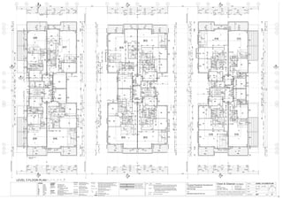 1
2
3
4
5
6
7
8
9
10
11
QPNMLKJHGFEDCBA
1
2
3
4
5
6
7
8
9
10
11
C
A16
C
A16
A14
A
A14
A
B
A15
B
A15
D
A17
D
A17
F
LDY
K
(Type N)
B2
B1
ST
ES
(Type C)
LDY
K
(Type O)
B2
B1
ST
LDY
ES
(Type D)
BTH
(Type H)
ST
B2
LDY
BTH
(Type B)
B3
B1
ES
(Type B)
ST
ST
B1
B2
B3
K
(Type D)
L
D
L
D
L
D
L
D
LIFT
FIRE
STAIR
ST
F
F
K
(Type J)
F
BAL
DD04
DD01
DD01
DD01
DD01
DD01
DD01
DD01
DD01
DD02
DD02
DD15 DD02
DD02
DD02
DD02
DD10
DD10
DD03
DD03 DD03
BTH
(Type G)
1815 190
ELEC
9090126590
FHR
DD06
85
DD01
1450
405
DD16
LEVEL 3 FLOOR PLAN
ELECFHR
B1
B2
B3
ES
(Type H)
BTH
(Type L)LDYST
K
(Type F)
ST
B1
WIR
ES
(Type J)
K
(Type B)
B2
B3
LDY
B1
B3
B2
ES
(Type G)
B1
B2
B3
ES
(Type I)
BTH
(Type M)
LDYST
K
(Type E)
LDY
BTH
(Type J)
ST
K
(Type V)
L
D
L
D
L
D
L
D
LIFT
FIRE
STAIR
F
F
F
F
BAL
DD04
DD01
DD01
DD01
DD01
DD01
DD01
DD01
DD01
DD01
DD01
DD01
DD02
DD02
DD15 DD02
DD15 DD02
DD15 DD02
DD02
DD02
DD02
DD01
DD03 DD03
DD03 DD03
DD06
DD11
BTH
(Type N)
DD16
A07
A17
A18A19
A20
C13
C14C15
C16
B13
B14B15
B16
BLOCK A
LOBBY
RL188.06
LOBBY
RL189.46
BLOCK C
LOBBY
RL190.36
0 1 2 3 4 5M
DP
W01
W01
W03
W01
W01
W01
W01
W03
D05 D06
D07
D06
D07 D07
D06
D05D06
D07
D05D06
D07
D06
D07
D06
D07
D06
D07
D05
W18
W18
W01
W01
LEVEL 3 FLOOR PLAN
300300
B 10.06.06 Service ducts amended or deleted & surrounding areas amended,
FHR cupboards changed, columns, amended. Service duct wall
construction changed. Division wall construction changed
1820
600
2320
Issue Date Amendments
DP
ST
DD02
90180090600
BTH
(Type A)
1345
DD02
1690
90
190
2170
300
510
1570126
09.01.07
E
C 12.09.06 Units A01, A07, A13, A17, C01, C05 Mirror Reversed Ensuite
& Changed Bed 1 Entry & Robe Increase Circulation Space
Around Entries to Allow for Future Adaptability in Accordance
with A.S. 4299 & A.S. 1428.1
DD03
D 13.10.06 Some Unit Entry door Numbers changed
DD18
WIR
800 900
1000
2580 90
902000
190 3670 90
902580
1000
4000
E 09.01.07 Bedroom Doors Modified
F
K
(Type L)
B2
B1
BTH
(Type Q)
LDYLDY
ST
K
(Type E)
B2
B1
K
(Type M)
ES
(Type N)
LDY
BTH
(Type R)
ST
B1
B2
B3
LDY ST
B1
B2
B3
ES
(Type H)
BTH
(Type L)
LDY ST
L
D
L
D
L
D
DL
LIFT
FIRE
STAIR
ELECFHR
F
F
BAL
F
DD04
DD02
DD01
DD01
DD01
DD01
DD01
DD01
DD01
DD01
DD01
DD02 DD15
DD02
DD02
DD02 DD15
DD02
DD02
DD03
DD06
DD03
DD03 DD03
DD02
DD01
K
(Type G)
ES
(Type M)
ES
(Type I)
BTH
(Type M)
85895851180
851820 415
1250126
625
126
190
126
1261280
DD16
1450
F
A15
1270025354250273512390
AC
AC
AC
AC
AC
AC
AC
EJEJ
EJEJ
EJEJ
EJEJ
EJEJ
EJEJ
BAL BAL
BAL BAL
BAL BAL
BAL BAL
BAL BAL
4170 4355 590
AC
4525
8965 8960
45905830
900
400
750
500
700
160 200 4120 200
705
200 2650
100300300
CL
CL
600
500
300
700
43505535 3860 300 (col.)300 (col.)300 (col.)
5830
300100
4801200
2580
500
480
903030(B1)901980903000200180020023502003000(B2)901980(ES)903030(B1)90
900
1230
750
300
1200
300
4660190
8740
2400(K)282090903660903600909090
1270036602580
4210
2580
90012004804801200900
800
1670
2250 90 1800 90
168075090
900
1650 90 300 90
250 5640 8615 250
90 1000
90
9090
2350 90
90 1000 190 3670 (B1) 250700
(LDY)
700
1000
1000
250 3690 126
3690
8307101070100830
100
2580
1200
2350 90
950
3461012100(toFrontBoundary)
300 x 300 conc.
columns
600 250
8950 8975
CL
4590 4360 4365
250 4015 190 4020
4610
2503600(B3)903150(B2)90250
1903650903070(ES)901000466090
2700902920
240011980124502400
1800(LDY)100090
2302303350
901750(BTH)90
630 1770 90
600
750
1450
250 4150 126
126 4145 250
90 1650 90 1700 90
750
90 3390 90
1600
90100090218090205090
750
1000
500
700
480
800
90 2700 90 500
1400
900
300
900
3700 90 1000
2540
8740250250
126 4140 250
1245
2650 200 160 1910 2980
4120 360
440
2595100250
BLOCK B
250
90 2500 90 3390 90
90 1630 90 2400 90
900
500
700
750
90 1650 90 1700
450
1800902580901000
901700450
600
500
700
900
700
1600
750
1000
190
600
750 3000
900 800
150
600
830
1310
37970
9990(toRearBoundary)13000(toFrontBoundary)
1100
750 450
250366090333090903330903970250
1200120012001200
400
300
190
950
190
400
902450902600
4610 4520 5825
250 4030 3670 250
25036609033309090333090250
37970
9990(toRearBoundary)13000(toFrontBoundary)
258052703000(BAL)44302535159026602735123902580
3970
300300100300
4801200900
1800
2650 200
90218090902050100090
901660900167090901000
1800200200
90900167090901660
2002350200264590160
12001200
12001200
700
(LDY)
190
DP
9040409016009030301902920901600(BTH)90404090
13103250(dr)2030970(w)14301570(dr)21504706108301570(dr)22701570(dr)71061014301570(dr)970(w)215011903250(dr)
300300100
300
90012700874013170
2580
900
34610
8975 8950
4610 4520 5825
4360
1570(w)15501570(w)95010701570(w)1570(w)7101570(w)22703250(w)710
950 1570
24001198025351590266027354240240030004430250250
10702530(w)1570(w)49101570(dr)15502530(w)107013101570(w)
830 3250 (dr) 950 2410(dr) 2410 (dr) 950 3250 (dr) 850
7103250(w)
3250(dr) 10702410(dr) 8301070 4090 (dr)
470 4090 (dr) 2410(dr) 710 3250(dr) 850250
250
157071010010703010157014306101430
263017902530(w)11901570(w)1570(dr)1570(dr)7101570(dr)407010701570(w)14303250(w)
30006510
8301570
300
11901570(dr)13103250(w)1310610(w)8307101570(w)1570(w)22701570(w)131016702530(w)1570(w)7609001200480
12004804801200
2580
4090 (dr) 1070590 2410 (dr)850 3250 (dr)
190
250900900
97030106101570
LEGEND
L Living
D Dining
K Kitchen
B Bedroom
BAL Balcony
CTY Courtyard
BTH Bath
ES Ensuite
LDY Laundry
ST Store
LEGEND
INTENANCY WALL
10mm plasterboard
'Hebel 75mm Power Panel'
28mm air cavity
64mm steel stud & Tontine TSB4
or equivalent in wall cavity
13mm plasterboard
INTERNAL WALLS
92mm stud with 10mm
plasterboard & insulation
Fire Rated Riser Duct
'Hebel 75mm Power Panel'
10mm plasterboard
110mm brickwork
200mm concrete blockwall
250mm brick veneer wall
SHAFT WALL
200mm concrete wall
TENANCY/CORRIDOR WALL
10mm plasterboard
'Hebel 75mm Power Panel'
28mm furring channel fixed with resiliant mounts
with Tontine TSB4 or equivalent in wall cavity
13mm plasterboard
CG Column Guards
IW INSULATION WALLS
75mm insulation in 64mm studwork 13mm
plasterboard & 20mm gap to lift wall
EJ EXPANSION JOINTS
12 mm epansion joints to tiles
Rain Water OutletRWO
Service Riser / Non fire rated within Habitable area
64mm steel stud, 13mm plasterboard both sides
Tontine TSB4 or equivalent in wall cavity & inside shaft
Service Riser / Non fire rated solely within wet area
13mm plasterboard 64mm steel stud &
Tontine TSB4 or equivalent in wall cavity
R +C 25w tr
R +C 40w tr
190mm TOTAL
THICKNESS
ALL DIMENSIONS
TO FINISHED WALL
FACE
126mm TOTAL
THICKNESS
ALL DIMENSIONS
TO FINISHED WALL
FACE
85mm TOTAL
THICKNESS
Tontine TSB4 or Equiv.
13mm Plaster Board
13mm Plaster Board
64mm Stud Work
Duct
830 3250 (dr) 4090 (dr) 590590 2410 (dr) 250
255 4020 190 5635 250250
2980 5995 5980 29702980 5970 5995 29802980 5985 5980 2980
179251792517925
300(col) 4310 300(col) 3915 300(col) 5530 300(col)4440 300(col) 4055 300(col) 4065 300(col) 4465
RWO
RWO RWO
RWO
RWO
RWO
RWO RWO
RWO
RWO
RWORWO
RWO
RWORWO
RWO
RWO
RWO
RWO
300(col) 5530 300(col) 3920 300(col) 4290 300(col)
300(col) 300(col) 4310 300(col) 3915 300(col) 5530 300(col)
90159015
17925
8965 8960
9015
2980 5985 5980 2980
4760 300(col) 3740 300(col) 4065 300(col) 4460
4910 4040 4365 4610
3695 4020 250250
CL
190
3250 (dr) 8502410 (dr) 1070830 2410 (dr)1070 3250 (dr)
17925
8950 8975
2980 5970 5995 2980
17925
8975 8950
2980 5995 5980 2970
9015
1245
CLCL
250 4150 126
1005
1270360
1000
1230
1400
90146090133090
1570
1570(w)71011906107101570(w)
600600 2000 901000 90
510
830970131061013101570
W07
W16
W07
W06
W06
W10
D01
W01
W01
W01
W09
W01
W01
W03
W01
W01
D01
W01
W01
W03
W01
W10
W01
W01
W01
W10
W01
W16
D01
W06
W17
90 700 1000
DP
DPDP
DP
DP
DP
DP
DP
126
126
190
650
126
2305 190720
126 2305720
600
8585
1570126
85
415 85
43085
AC
AC
AC
AC
BAL BAL
830
100300
250 4050
250 4050
1660257090
2655100200
36023502002645
90
1700 90 1650 90
90 3390 90 1000
1600
750
900
902180901000
400
902050
1100
450
3390 9090 1000
1600
902570
901650901700
750
901660
900
90100090218090205090
904000250
300
750
7009024009095090
360
350
90
500
900 450
90 1550 90
1100
950
350
250 600
3330 360
1820
1470
950
1100
70024009095090
900 450
90
90 1550 90
900
900
500
600
100300
4120
RWO
1670
800
400
W10
W01
W01
W15
W01
W01
W09
1570
W01
D01
W04
W04
W06
1025
600
1105
DP
DP
1100
400350
700
700
400
700
B
DP
DP DP
DPDP
DPDP
DP DP
DPDP
640
Job:
Proposed Residential Development
1-9 Woniora Avenue
Wahroonga
Figured dimensions to be taken in preference to scale. Verify all
dimensions on site (vos). Copyright for the information contained
herein remains the property of Owen & Gilsenan Architects.
Drawing :
Scale :
Date :
Drawing No. :
Drawn : KN
Owen & Gilsenan Architects
Client:
Woniora Avenue Pty Ltd
Suite 4.1 P : (02) 9212 2417
105 Kippax Street F : (02) 9212 2617
Surry Hills NSW 2010 E : codesign@tpg.com.au
Issue :
A1-1:100 A3-1:200
 