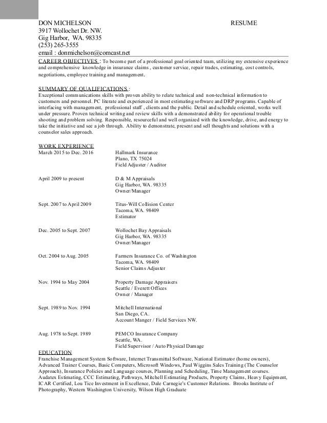 don s resume insurance 2016 word