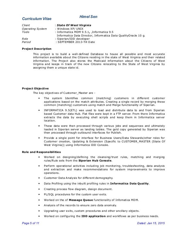 Etl Informatica Developer Resume Samples Qwikresume