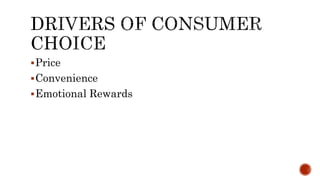 Price
Convenience
Emotional Rewards
 