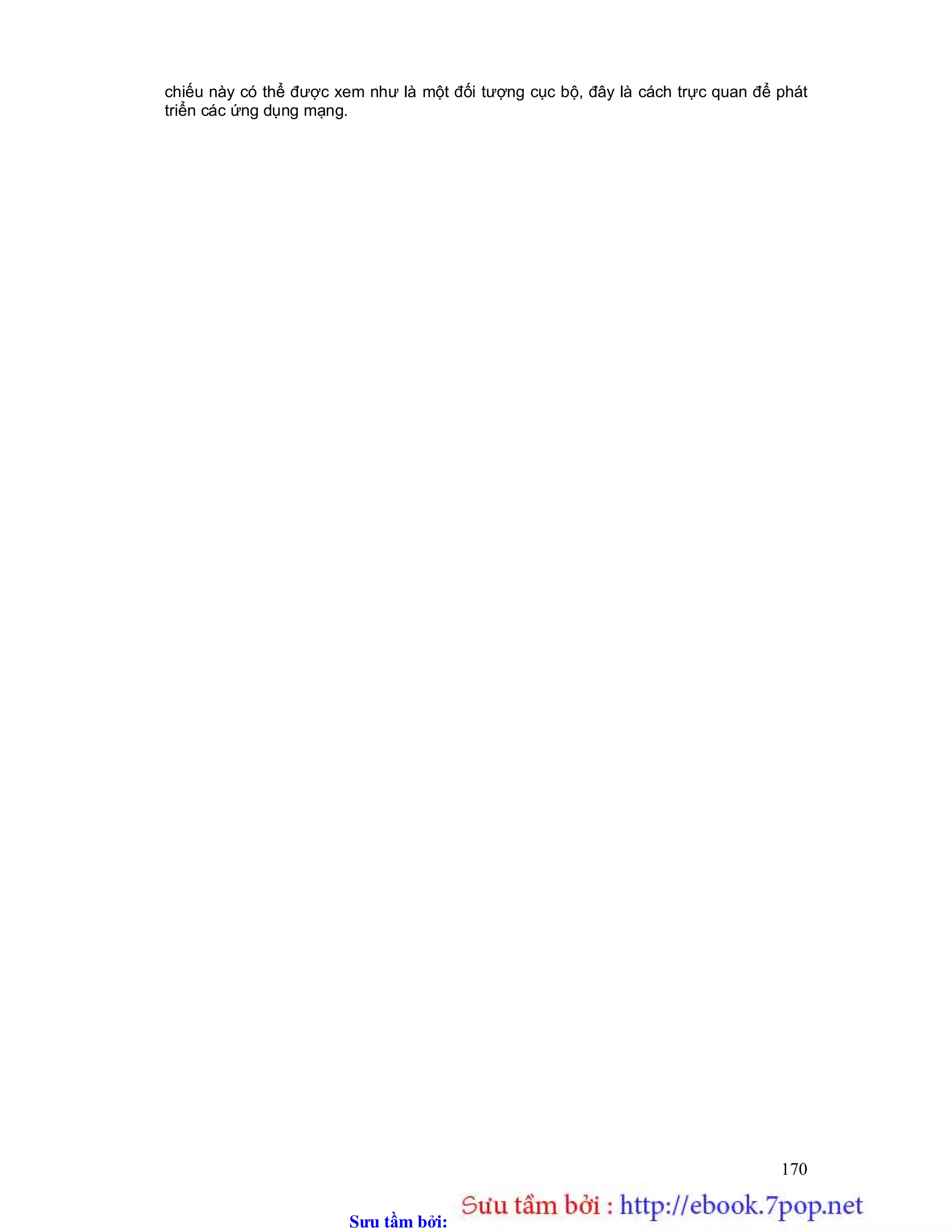 Sưu t m b i: www.daihoc.com.vn
170
chiếu này có thể được xem như là một đối tượng cục bộ, đây là cách trực quan để phát
triển các ứng dụng mạng.
 