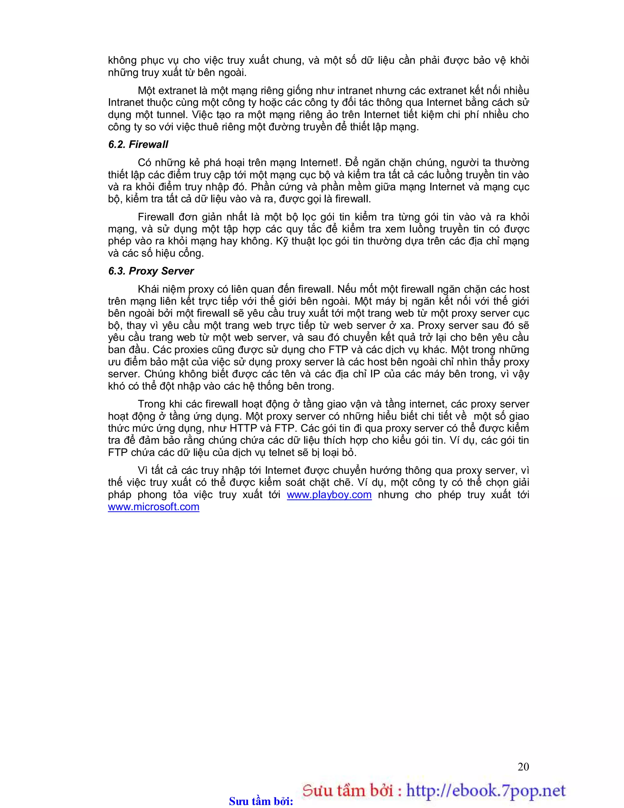 Sưu t m b i: www.daihoc.com.vn
140
for(;;)
{
System.out.println("Type anything followed by RETURN, or Exit to
terminate the program.");
String strin=myinput.readLine();
// Quit if the user typed ctrl+D
if (strin.equals("exit")) break;
else
out.println(strin); // Send the message
String strout = in.readLine(); // Recive it back
if ( strin.length()==strout.length())
{ // Compare Both Strings
System.out.println("Received: "+strout);
}
else
System.out.println("Echo bad -- string unequal"+ strout);
} // of for ;;
}
catch (IOException e)
{
e.printStackTrace();
}
// User is exiting
}
finally
{
System.out.println("EOF...exit");
socket.close();
}
}
catch(UnknownHostException e)
{
System.err.println("Can't find host");
System.exit(1);
}
catch (SocketException e)
 