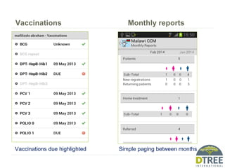 Vaccinations Monthly reports
Simple paging between monthsVaccinations due highlighted
 