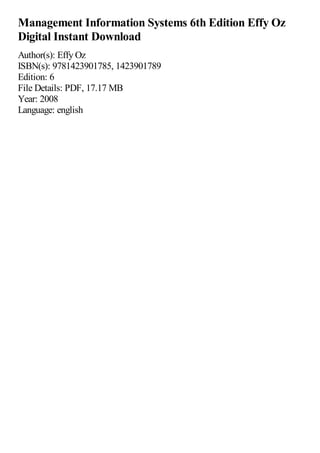Management Information Systems 6th Edition Effy Oz | PDF