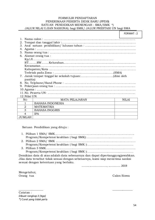 Contoh formulir dalam bahasa inggris Contoh Formulir Pendaftaran Sekolah Sma Dalam Bahasa Inggris - Daftar Ini