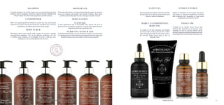 1514
SHAMPOO
A gentle shampoo for all hair types, we use natural foaming plant
extracts such as soapwort. Free from sodium laureth sulphate and
other irritants. Enriched with grapefruit and olive extract.
CONDITIONER
With rich, hydrating African Potato to nourish the hair, and natural
fragrances of Cape Chamomile, Rosemary and Mint, this luxurious
conditioner will define and enrich all hair types.
BODY SCRUB
We blend walnut and marula shell powder to provide a gentle,
chemical-free exfoliator. The scrub delivers sunflower oil, rich
in linoleic acid, vitamins A, B complex, D and E, calcium, zinc,
potassium, iron and phosphate into the skin.
SHOWER GEL
A fantastic alternative to chemical-based body washes, it contains
yucca to increase cell growth and soothe irritation. Aloe ferox
soothes and moisturises the skin, leaving it smooth and soft.
BODY LOTION
For all skin Types
A silky application that is formulated with natural oils such as
apricot kernel to protect, moisturise, nourish and soften the skin.
Fragranced with pure essential oils.
PURIFYING HAND WASH
A disinfectant that does not use chemicals to clean, our hand wash
is a gentle blend of natural plant and essential oils that clean and
disinfect without any toxic effect on the immune system.
TISSUE OIL
A great oil to soothe minor burns and
irritated skin. Excellent as an all-over body
massage oil and to prevent stretch marks
during pregnancy. Naturally fragranced with
neroli, geranium and lavender essential oils.
Sleep Gel
By massaging the temples with this lavender
infused gel one is able to ease tension and
induce a state of relaxation.
Energy Charge
Assists in moments of low energy and stress,
and helps to alleviate headaches. Enriched
with artemisia and ravansara to ease sinus
congestion and calm the mind.
MARULA CONDITIONING
BODY OIL
To create an oil this luxurious, we infused
marula oil with rooibos and neroli to soften
signs of aging through its anti-stress action.
An all-over body serum that is rich in
palmatic acid.
 