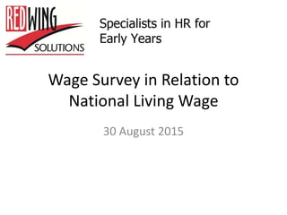 Wage Survey in Relation to
National Living Wage
30 August 2015
 