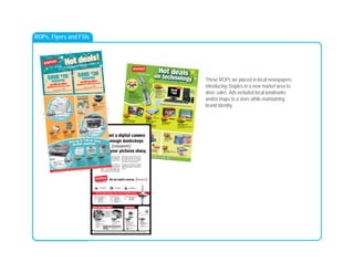 More great savings on other side.
Hot dealsHHHHHHHHHHHHHHHHHHHHHHHooooooooooooooooooooooooooooooooooootttttttttttttttttttttttttttttttttt dddddddddddddddddddddddddddddddddeeeeeeeeeeeeeeeeeeeeeeeeeeeeeaaaaaaaaaaaaaaaaaaaaaaaalllllllllllllllllllssssssssssssssssssssssssssHHHHHHHHHHHHHHHHHHHHHHHHHHHHHHHHHHHHHHHHHHHHooooooooooooooooHot deals
Offers valid thru July 1, 2006
Choose your adapter
$
7998
SmartDisk FireLite portableUSB 40GB hard drive• Reg. price $109.98567913
SmartDisk FireLite portableUSB 80GB hard drive. 572110.$109.98. Reg. price $159.98.
Save $
30
$
9998
Maxtor 300GB 7200 RPMinternal hard drive
• Reg. price $149.98583700
Save $
50
$
4998
Linksys Wireless-G broadband router• Internet sharing router, 4-port switchand Wireless-G access point in one• Reg. price $69.98509558
Save $
20
$
4998
Linksys Wireless-G notebook card• Connects your notebookto a wireless network• Reg. price $59.98509555
Save $
10
$
14998
Maxtor OneTouch™
III 200GBexternal hard drive
• Maxtor OneTouch™
button — the easy wayto make backup copies of your files• Reg. price $199.98638789
Save $
50
Celeron, Celeron Inside, Centrino, Centrino Logo, Core Inside, Intel, Intel Logo, Intel Core, Intel Inside, Intel Inside Logo,
Intel SpeedStep, Intel Viiv, Pentium and Pentium Inside are trademarks or registered trademarks of Intel Corporation or
its subsidiaries in the United States and other countries.
$
49998
This Cisnet PC and monitorpackage includes:Intel®
Celeron®
D Processor 345• 512MB DDR RAM
• 80GB hard drive
• 16x max DVD±RW/CD-RWcombo drive
• Windows®
XP Home Edition• Reg. price $599.98C133-S33/630648
Save $
100
PNY 512MB CompactFlash®
memory card. 569272.
$39.98 - $10 instant savings - $15 easy rebate = $14.98.
$
1498
after easy rebate
PNY 512MB SD™
memory card• $39.98 - $10 instant savings- $15 easy rebate = $14.98569273
Save $
25
Limit 1 of each PNY rebate per household.
$
1498
Memorex®
DVD media• Reg. price $39.98512274-DVD+R,
512271-DVD-R
Save $
25
50/pack
$
898
Memorex®
clear slim jewel cases• Reg. price $17.98489574
Save $
9
50/pack
5.1"
PNY 512MB Attaché
USB flash drive
• Easily transfer files fromone computer to another• Excellent for data, music files,pictures and business presentations• $39.98 - $10 instant savings- $15 easy rebate = $14.98573955
PNY 512MB Atta h
$
1498
Save $
25
after easy rebate
Limit 1 of each PNY rebate per household.
$
4998
Save $
10
Linksys Compact Wireless-G USB adapter• The easy way to connect your desktop ornotebook to a high-speed wireless network• Reg. price $59.98635514
hé
es from
another
a, music files,
ness presentations
tant savings
e = $14.98
hé
8
ebate per household.
Save
$
100
15"
LCD monitor
REQUESTED
BOX SHOT
REQUESTED
BOX SHOT
REQUESTED
BOX SHOT
These ROPs we placed in local newspapers
introducing Staples in a new market area to
drive sales. Ads included local landmarks
and/or maps to a store while maintaining
brand identity.
ROPs, Flyers and FSIs
Now through Saturday, January 28.
Hot deals!
Hot deals!
Free HP CDs
instantly when you buy ANY
HP twin or combo pack ink.
Free HP 20/pack CDs
instantly with purchase of
ANY HP twin/combo pack
ink. 620541. $7.98 value.
Offer not valid on clearance items.
Plus tax where applicable.
on ANY in-store
purchase of $75 with this coupon
SAVESAVE $$1515
instantlyinstantly
$19999
Save 50%
after easy rebate
Save up to $100 on these
SAVESAVE $$3030
instantlyinstantly
on ANY in-store
purchase of $150 with this coupon
Bonus coupon code 28797
Offer expires 1/28/06. Limit one per customer, nontransferable. May not be combined with any other coupon or discount. No copies/
facsimiles. No cash/credit back. Not valid on purchase of services, gift cards, postage stamps, prior purchases, or any purchases from
Awards.com
™. Tax not included in calculating minimum purchase.
Bonus coupon code 54882
Offer expires 1/28/06. Limit one per customer, nontransferable. May not be combined with any other coupon or discount. No copies/
facsimiles. No cash/credit back. Not valid on purchase of services, gift cards, postage stamps, prior purchases, or any purchases from
Awards.com
™. Tax not included in calculating minimum purchase.
Brother machines
Staples has the right to limit quantities. Not all items are available online at staples.com
® or by phone. Our delivery prices may vary from store prices. STAPLES, STAPLES THE OFFICE SUPERSTORE, the Staples logos, and “that was easy”
are registered trademarks, and “Easy Rebates” and “Easy Button” are service marks of Staples the Office Superstore, LLC. Customers submit Easy Rebates
sm online. To learn more, go to www.staples.com/easyrebates. Not responsible for typographical errors.
Network ready
Brother
® MFC-420CN color flatbed
all-in-one
• 4-in-1: print, copy, scan, fax
• Prints up to 20 ppm black,
15 ppm color at up to 6000 dpi
• $129.98 - $30 easy rebate = $99.98
575210
Brother
® MFC-7420 laser
flatbed all-in-one
• 4-in-1: print, copy, scan, fax
• Prints and copies up to 20 ppm black
• 35-sheet auto document feeder
• $299.98 - $20 instant savings
- $50 easy rebate = $229.98
595356
after easy rebate
Save $70
$22998
Brother
® P-Touch
® PT-1950 labeler
• Easy-to-read 2-line text display
• Prints up to 5 lines of text
• $69.99 - $20 instant savings
- $10 easy rebate = $39.99
564187
after easy rebate
Save $30
$3999
after easy rebate
Save $100
$69998
Brother
® MFC-9420CN color laser
flatbed all-in-one
• 4-in-1: print, copy, scan, fax
• Prints and copies up to 31 ppm black,
8 ppm color
• 35-sheet auto document feeder
• $799.98 - $100 easy rebate = $699.98
610715
after easy rebate
Save $50
$2998
Sharp
® UX-B20 inkjet fax
• Faxes at approximately
15 seconds per page
• 100-sheet paper tray
• $79.98 - $40 instant savings -
$10 easy rebate = $29.98
566085
Network ready
Sharp
® AL-1631 laser copier
• Copies up to 16 cpm black
• $399.99 - $200 easy rebate = $199.99
519486
Sharp
® AL-1655 laser copier
595218. Automatic duplexing.
$599.98 - $200 easy rebate = $399.98.
$9998
Save $30
after easy rebate
HP OJ 7410 color flatbed all-in-one
• 4-in-1: print, copy, scan, fax
• Prints and copies up to 30 ppm black,
20 ppm color
• Network and wireless ready
• $499.98 - $100 easy rebate = $399.98
582746
$39998
Save $100
after easy rebate
Lexmark
™ X7170 color flatbed all-in-one
• 4-in-1: print, copy, scan, fax
• Prints and copies up to 22 ppm black,
14 ppm color
• 50-sheet auto document feeder
• Reg. price $149.98
582342
Save $50
$9998
Brother
® HL-5140 laser printer
• Prints up to 21 ppm black
• 16MB built-in memory, upgradable
to 144MB
• Prints up to 20,000 pages per month
• $199.98 - $30 instant savings
- $20 easy rebate = $149.98
561510
after easy rebate
Save $50
$14998
1_24 ROP 11_24 ROP 1
1/23/06 4:21:27 PM
1/23/06 4:21:27 PM
 